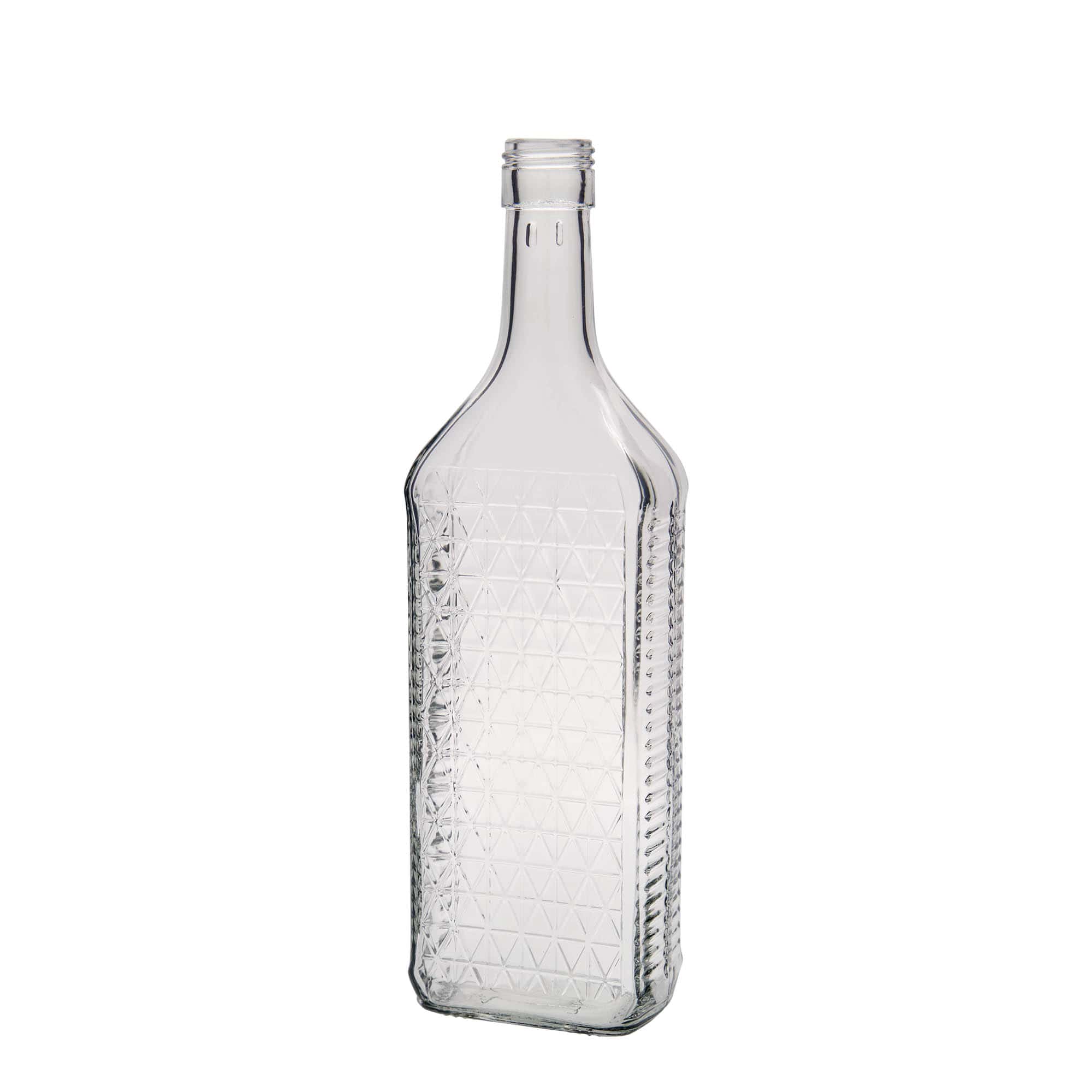 700 ml Glasflasche 'Caruso', rechteckig, Mündung: PP 31,5 700 ml Glasflasche 'Caruso', rechteckig, Mündung: PP 31,5