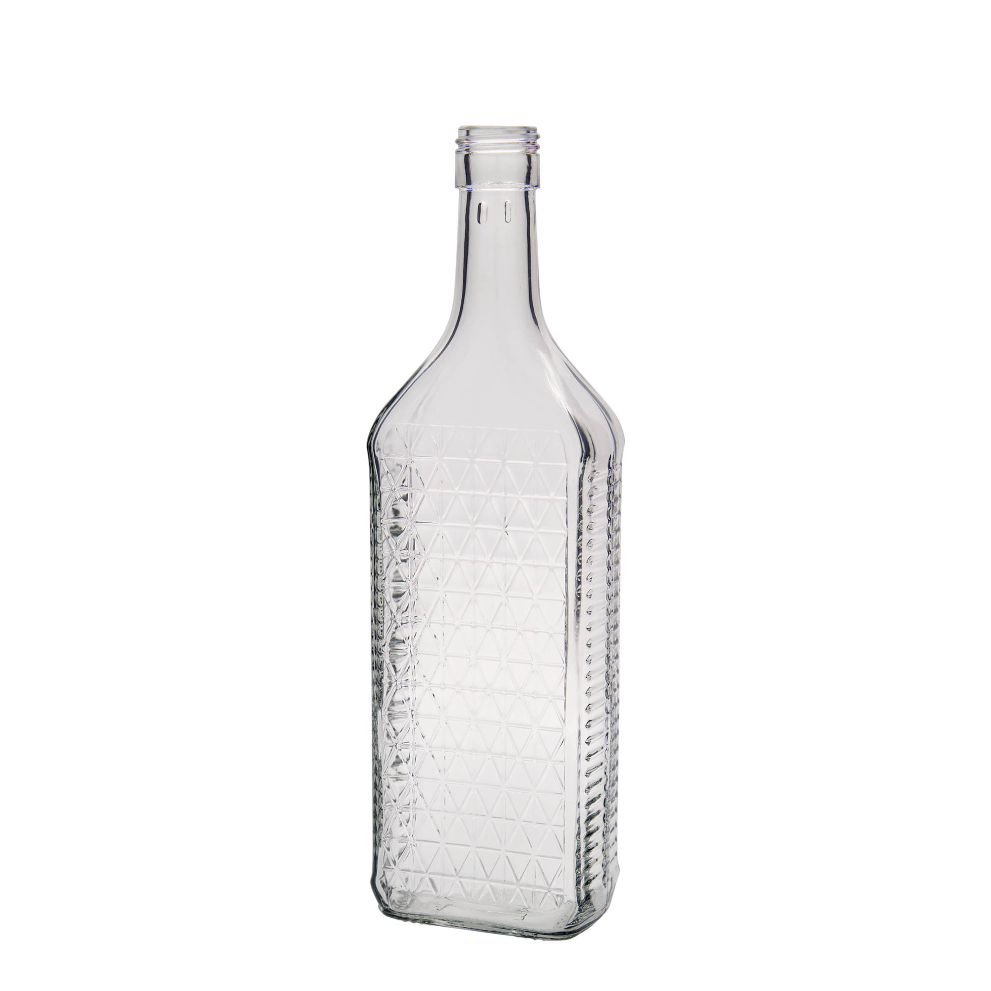 700 ml Glasflasche 'Caruso', rechteckig, Mündung: PP 31,5 700 ml Glasflasche 'Caruso', rechteckig, Mündung: PP 31,5