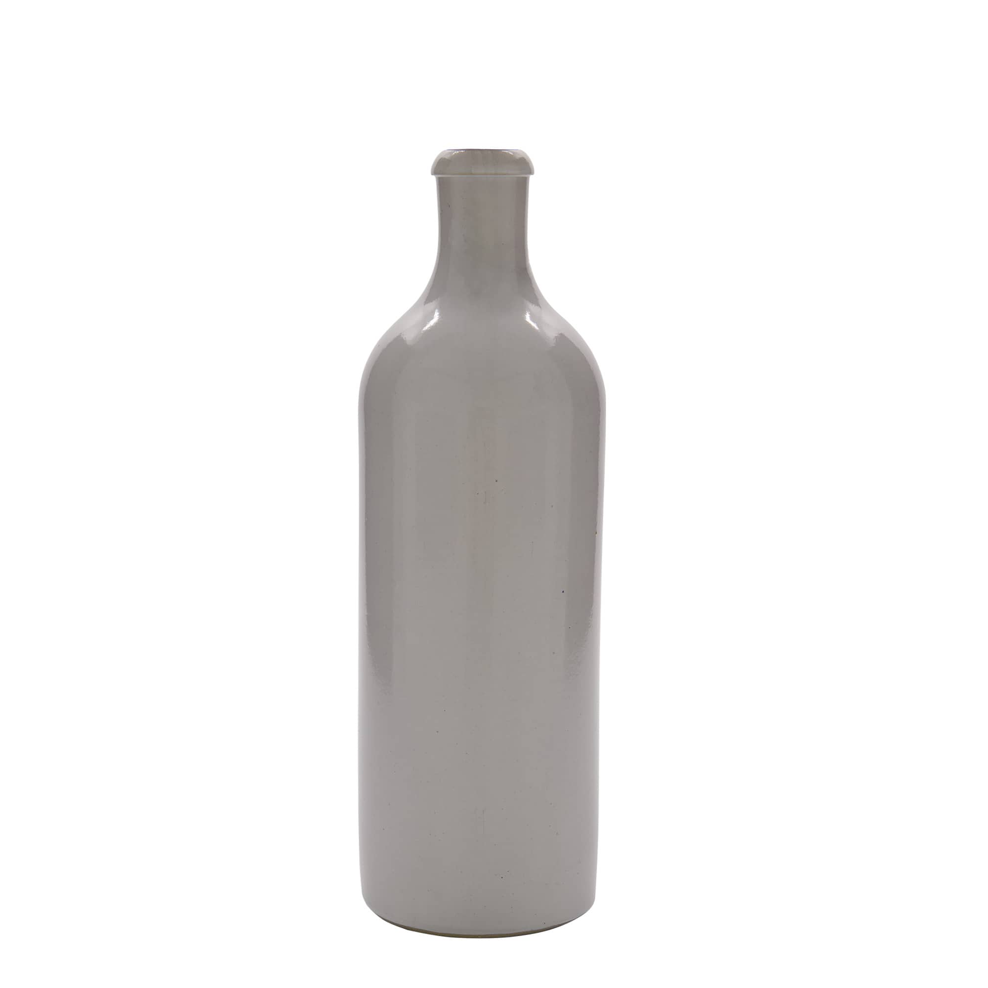 750 ml Tonkrug, Steinzeug, weiss, Mündung: Bügelverschluss