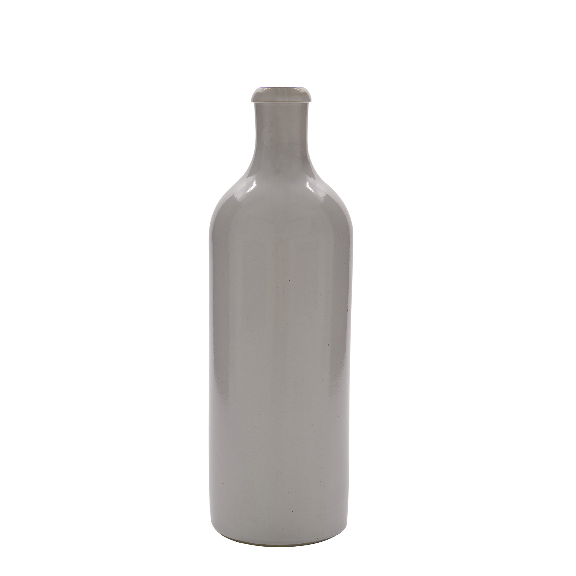750 ml Tonkrug, Steinzeug, weiss, Mündung: Bügelverschluss
