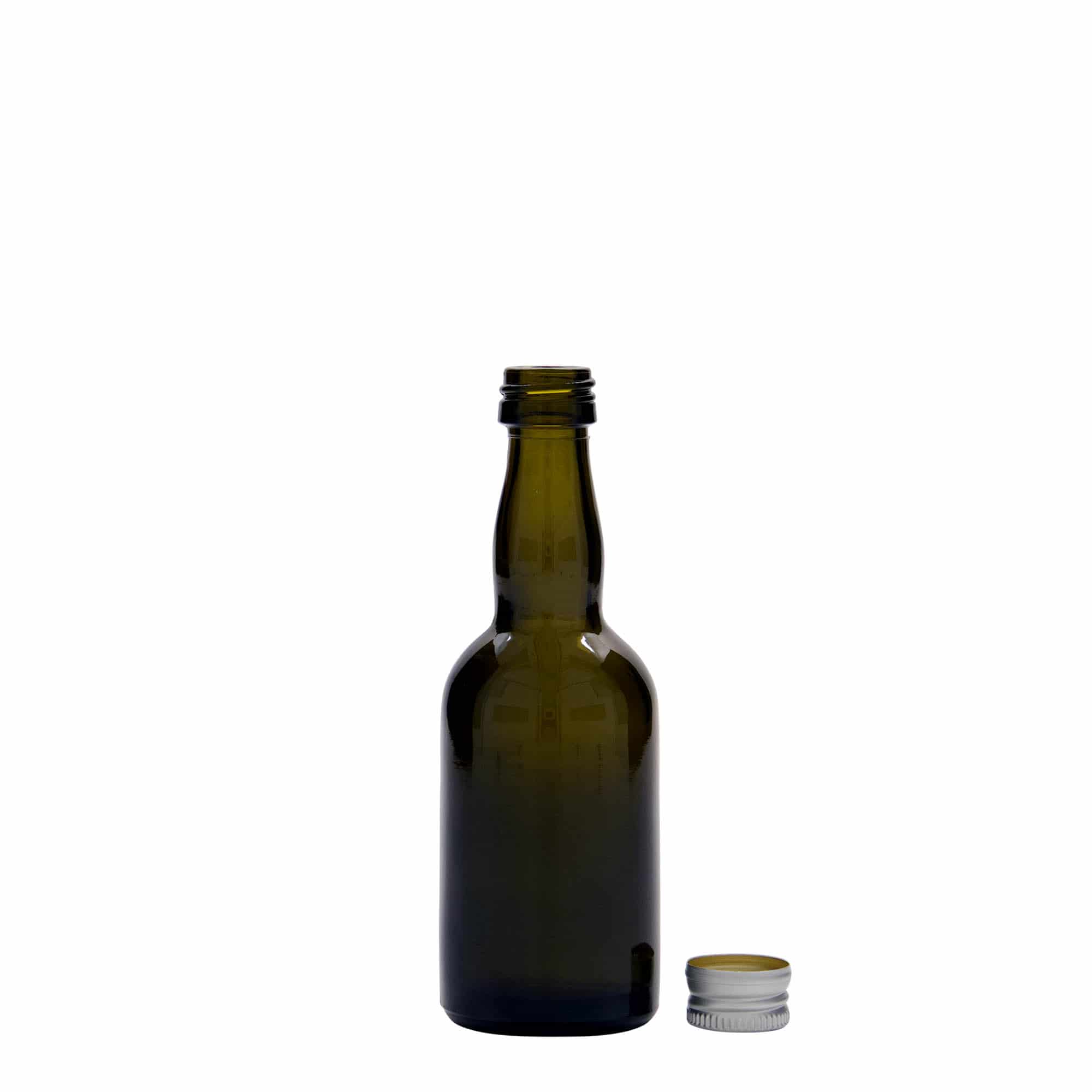 50 ml Glasflasche «Proba», antikgrün, Mündung: PP 18