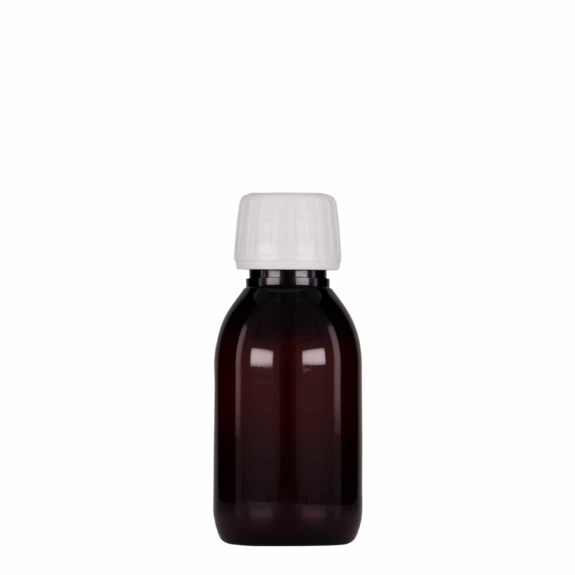 100 ml PET-Medizinflasche, braun, Kunststoff, Mündung: PP 28
