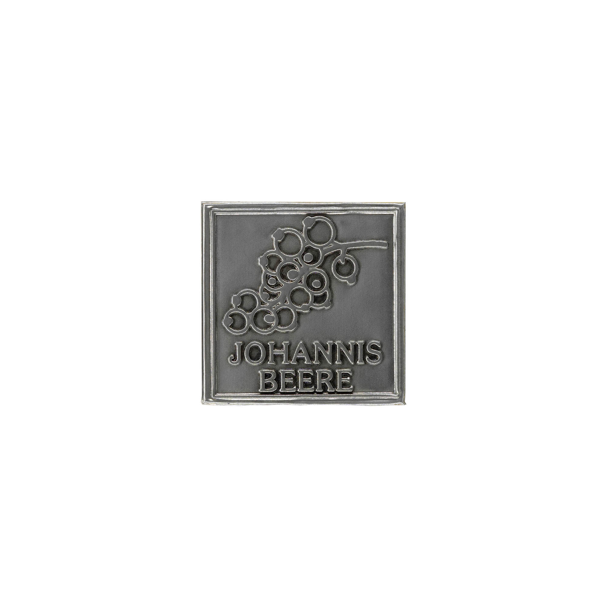 Zinnetikett «Johannisbeere», quadratisch, Metall, silber