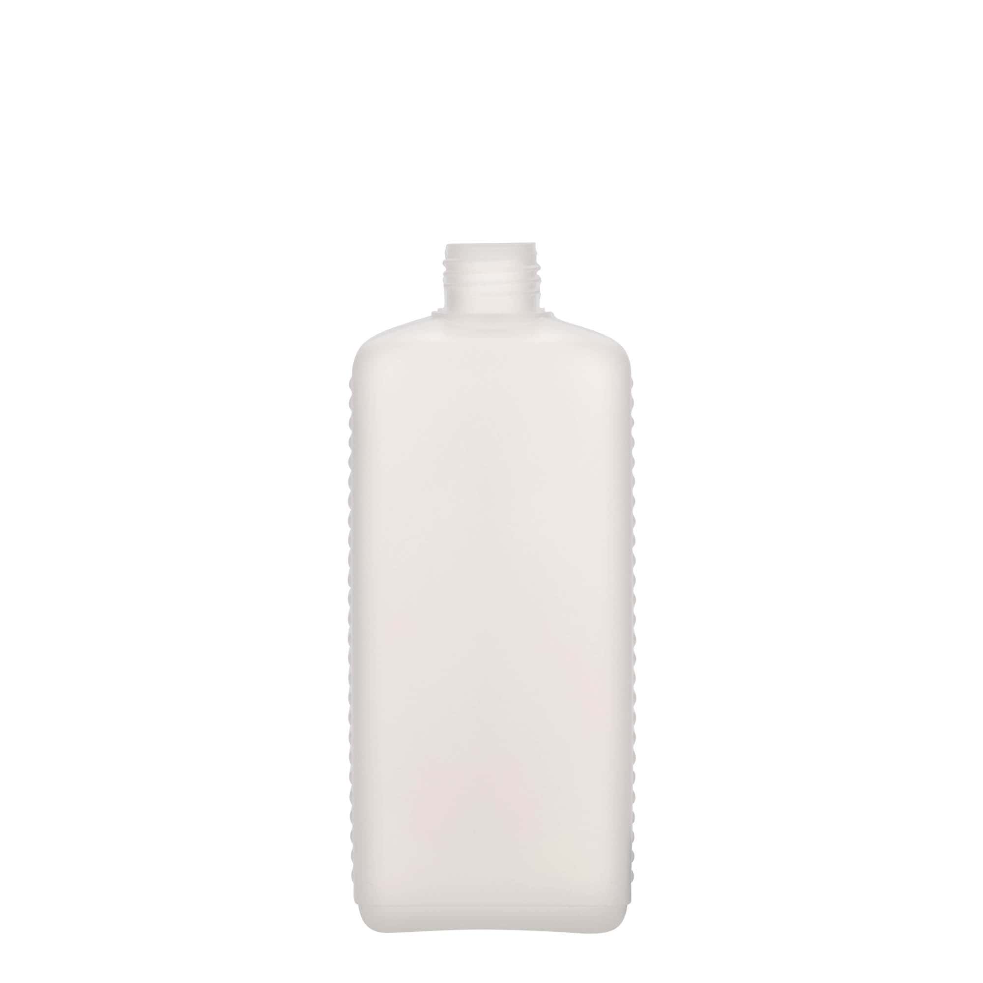 500 ml Kanisterflasche, rechteckig, HDPE-Kunststoff, natur, Mündung: DIN 25 EPE