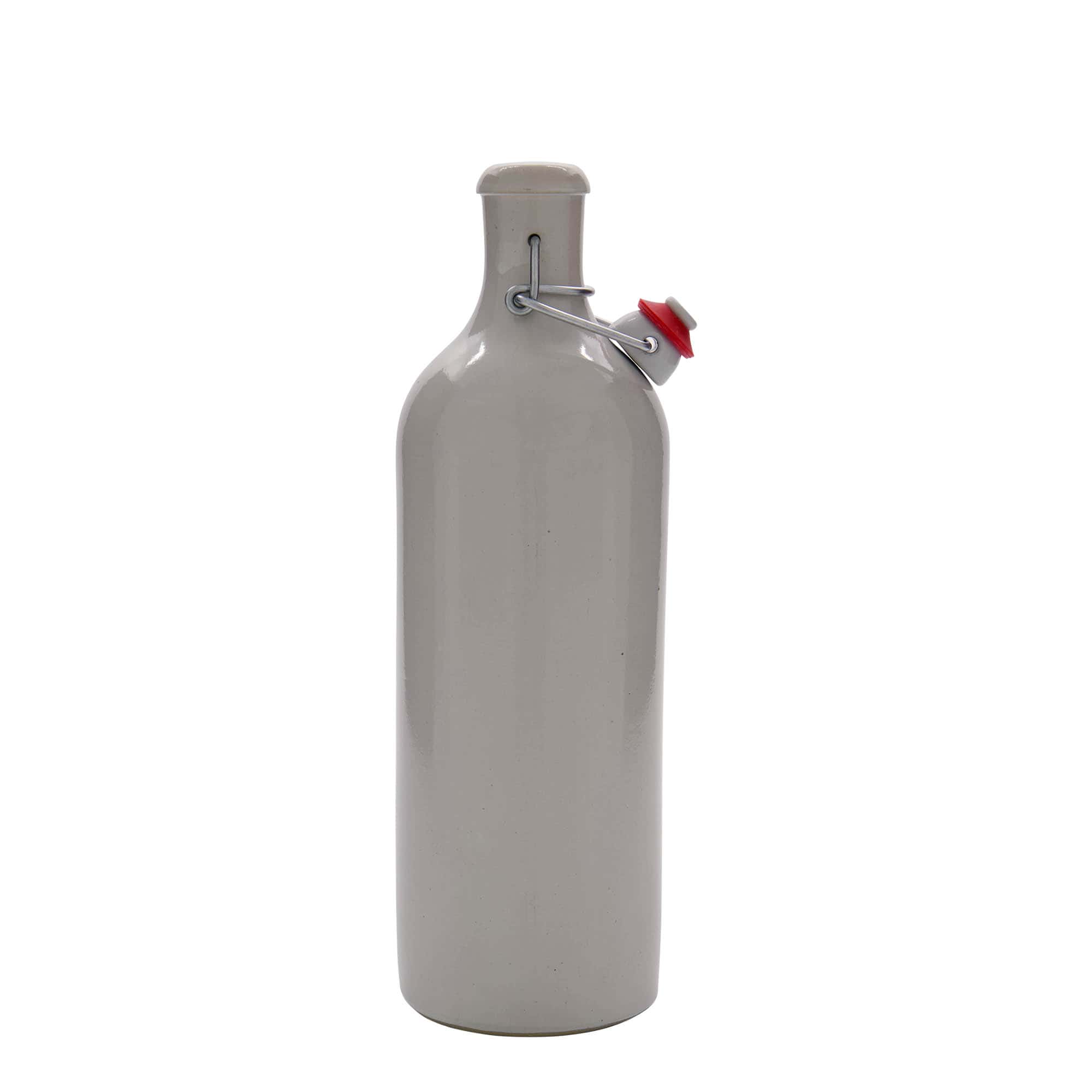 750 ml Tonkrug, Steinzeug, weiss, Mündung: Bügelverschluss