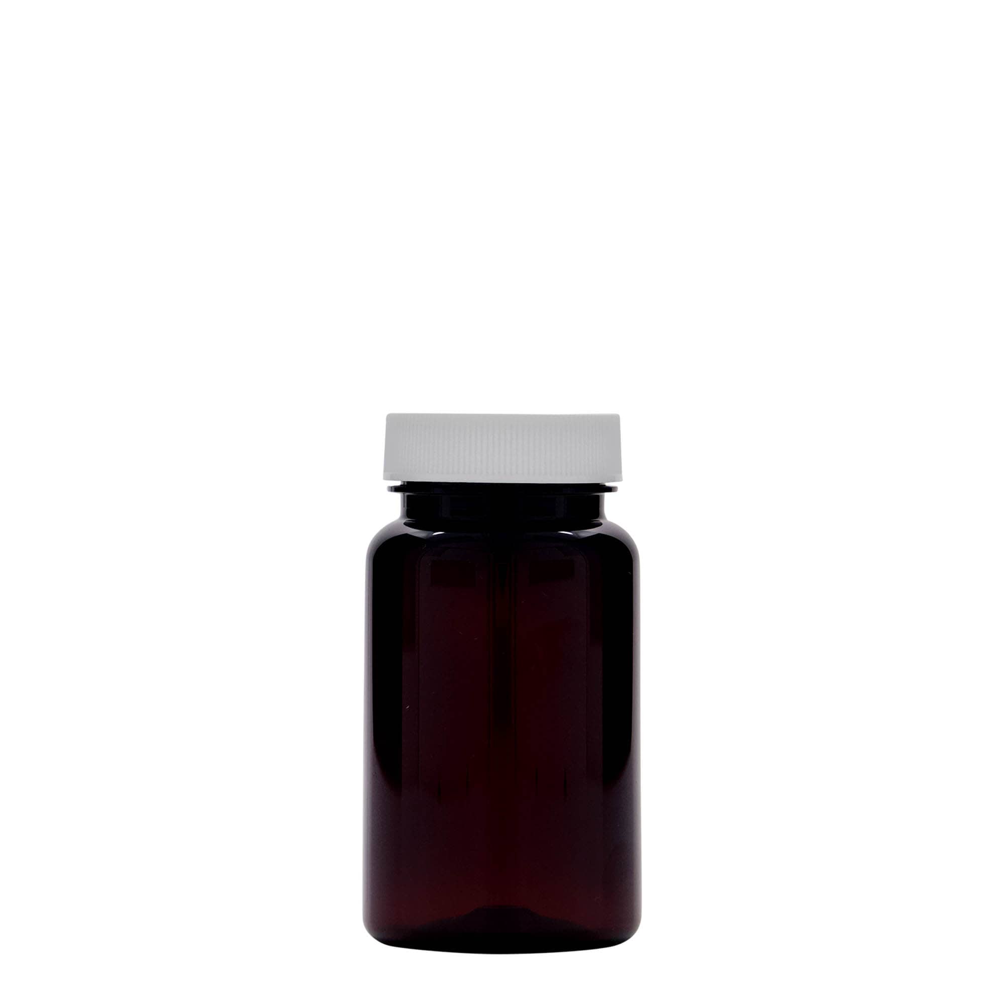 100 ml PET-Packer, Kunststoff, braun, Mündung: 38/400