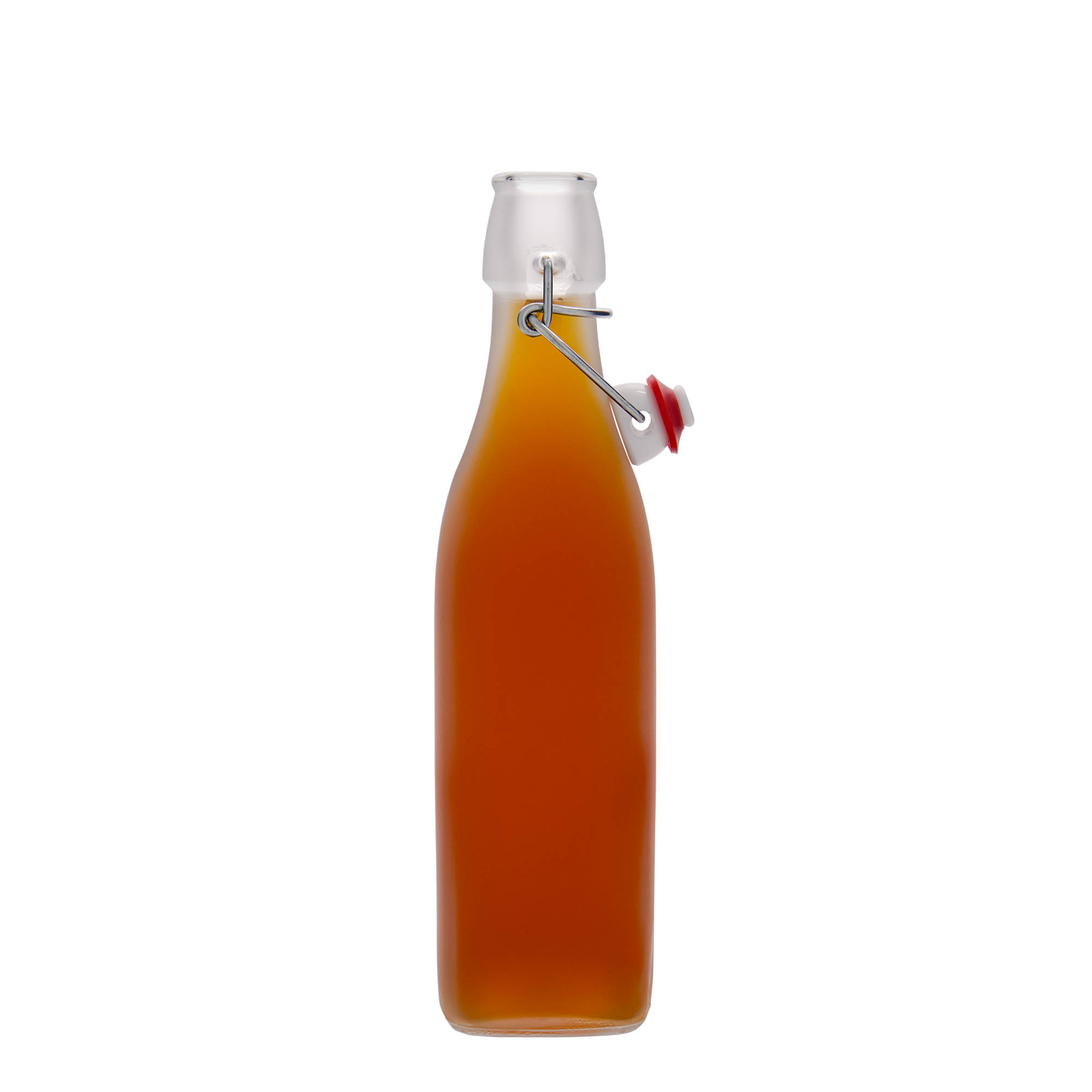 500 ml Glasflasche «Swing», quadratisch, weiss, Mündung: Bügelverschluss