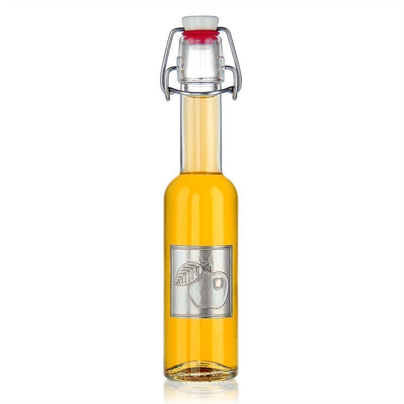 Zinnetikett 'Apfel', quadratisch, Metall, silber