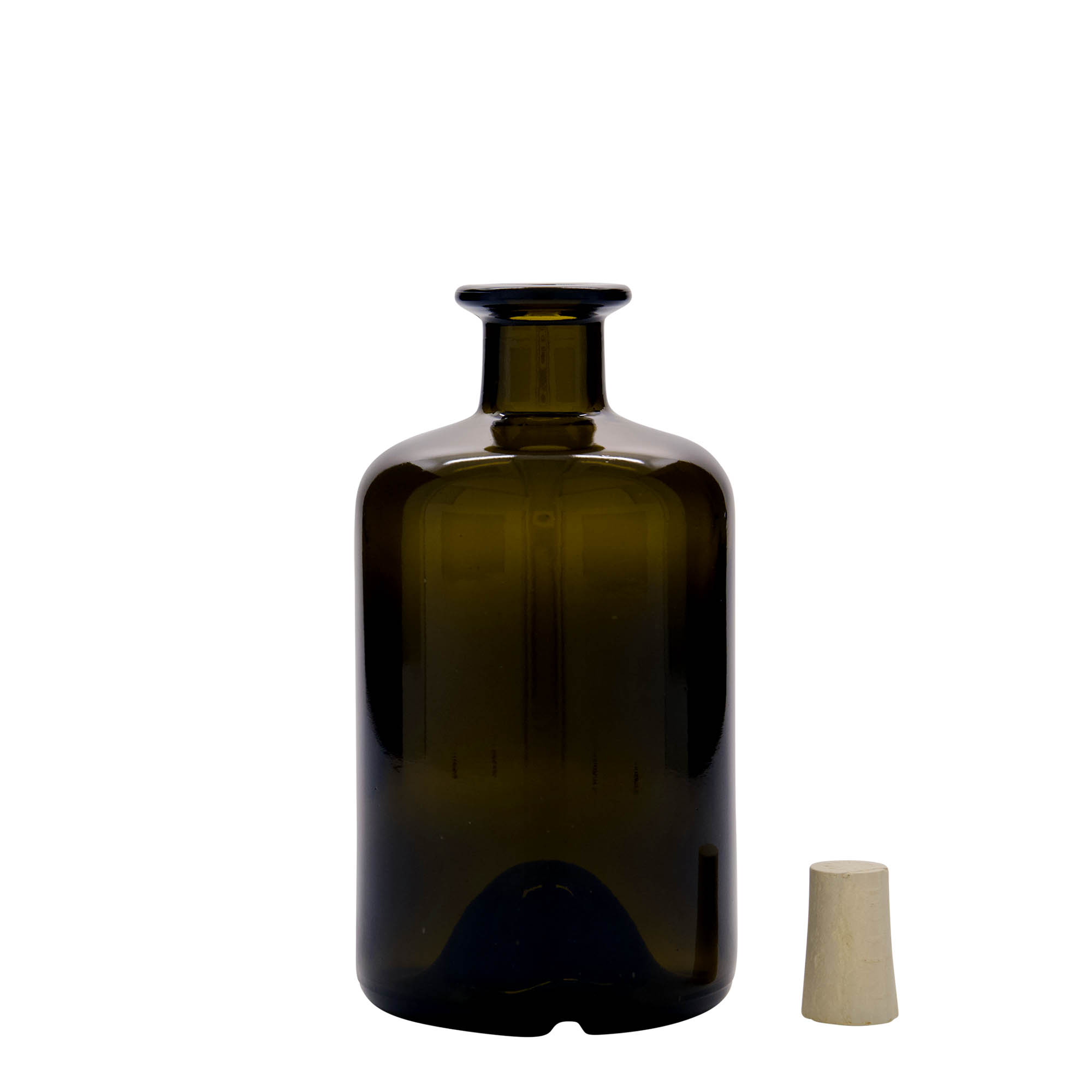 500 ml Glasflasche Apotheker, antikgrün, Mündung: Kork 500 ml Glasflasche Apotheker, antikgrün, Mündung: Kork