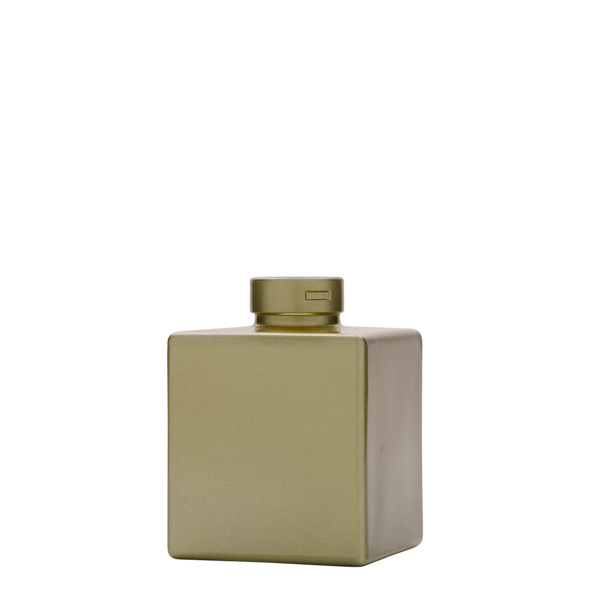 100 ml Glasflasche 'Cube', quadratisch, gold, Mündung: Kork 100 ml Glasflasche 'Cube', quadratisch, gold, Mündung: Kork