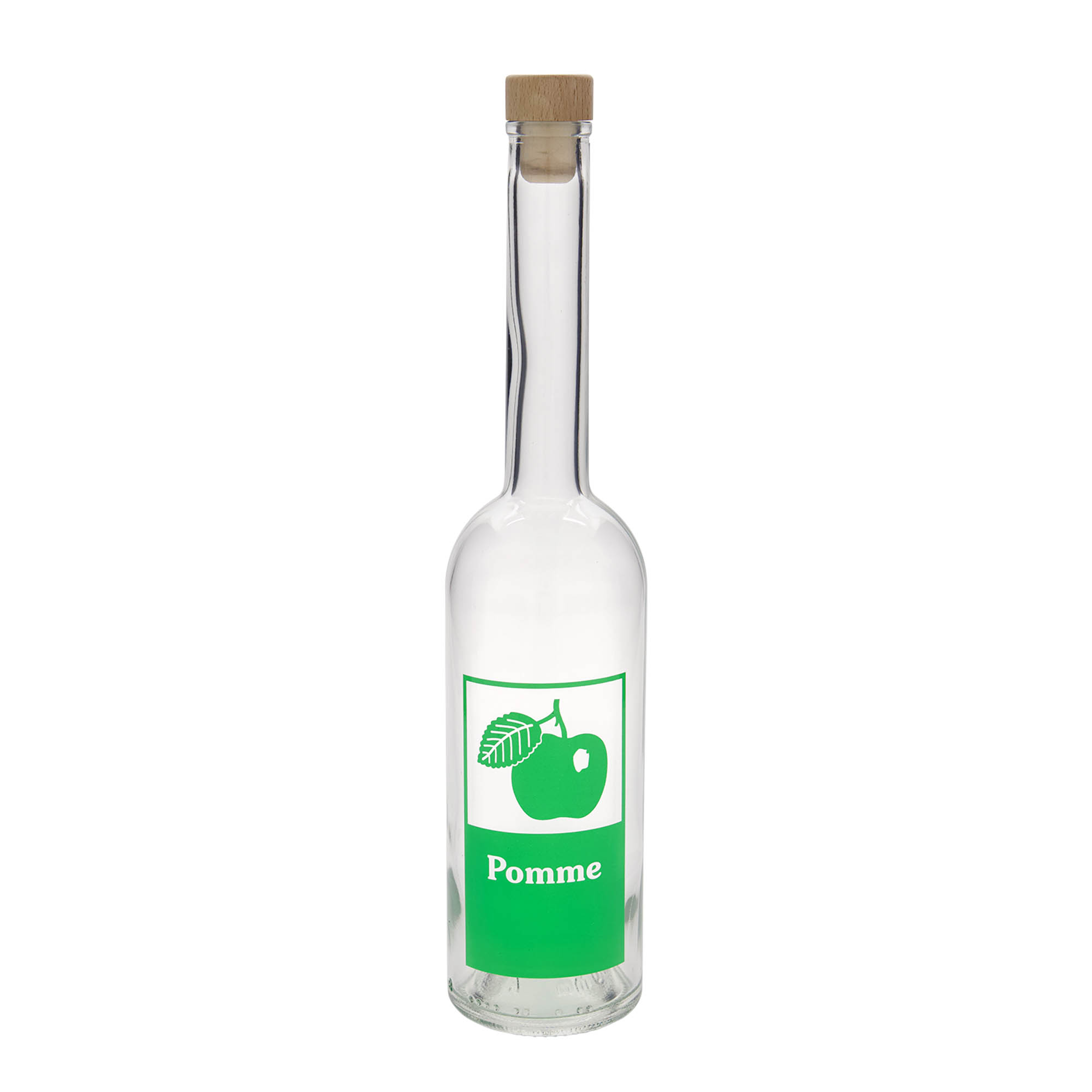 500 ml Glasflasche 'Opera', Motiv: Pomme, Mündung: Kork 500 ml Glasflasche 'Opera', Motiv: Pomme, Mündung: Kork