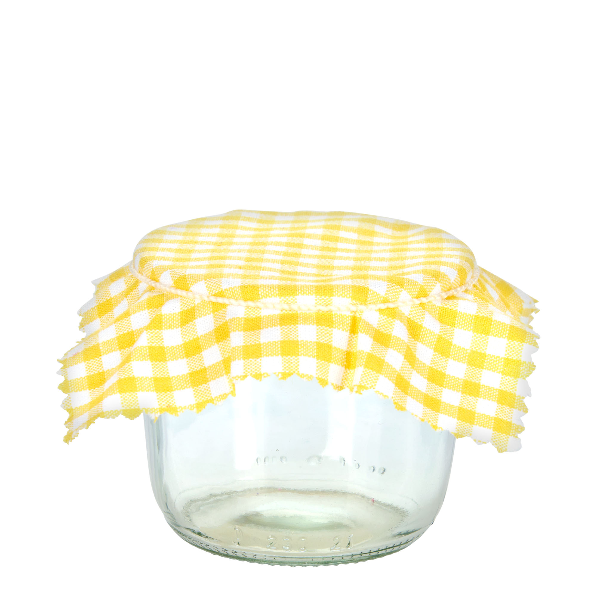 Stoffdeckchen kariert 12x12, quadratisch, Textil, gelb, Mündung: TO38-TO53