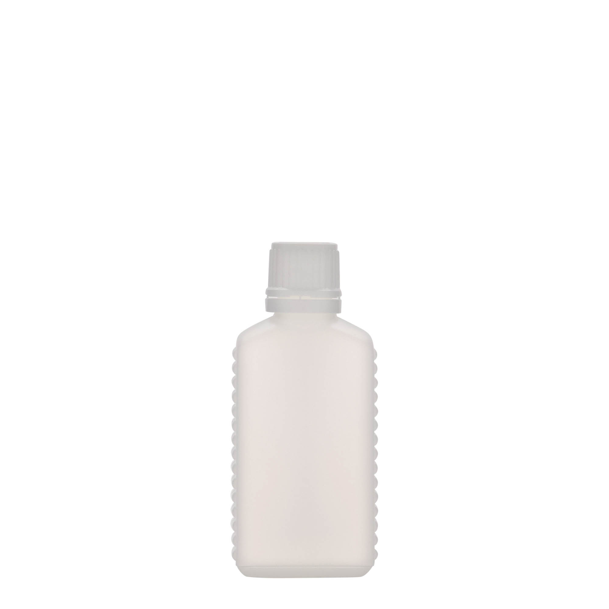 50 ml Kanisterflasche Enghals, rechteckig, HDPE-Kunststoff, natur, Mündung: DIN 18