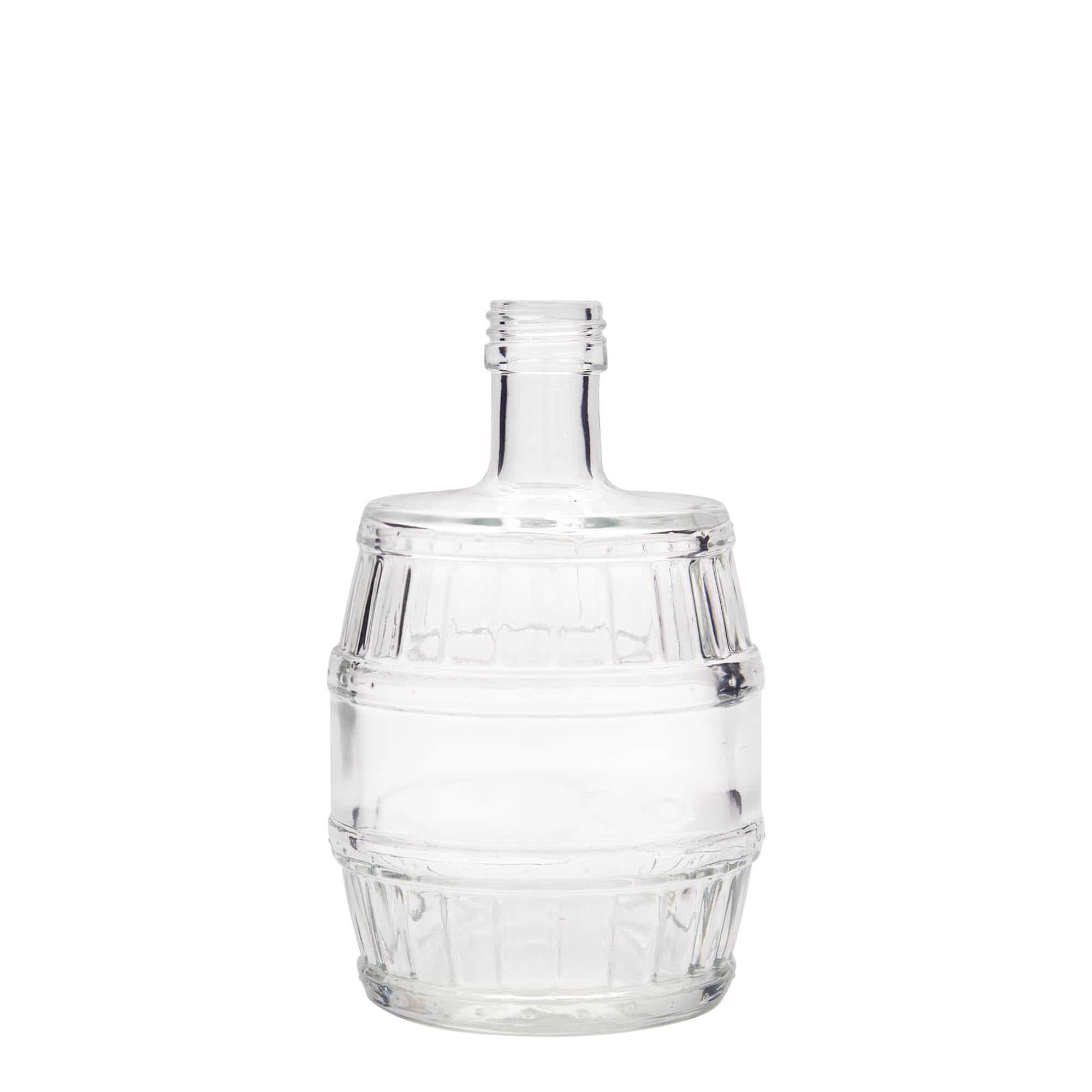 500 ml Glasflasche 'Fass', Mündung: PP 28 500 ml Glasflasche 'Fass', Mündung: PP 28