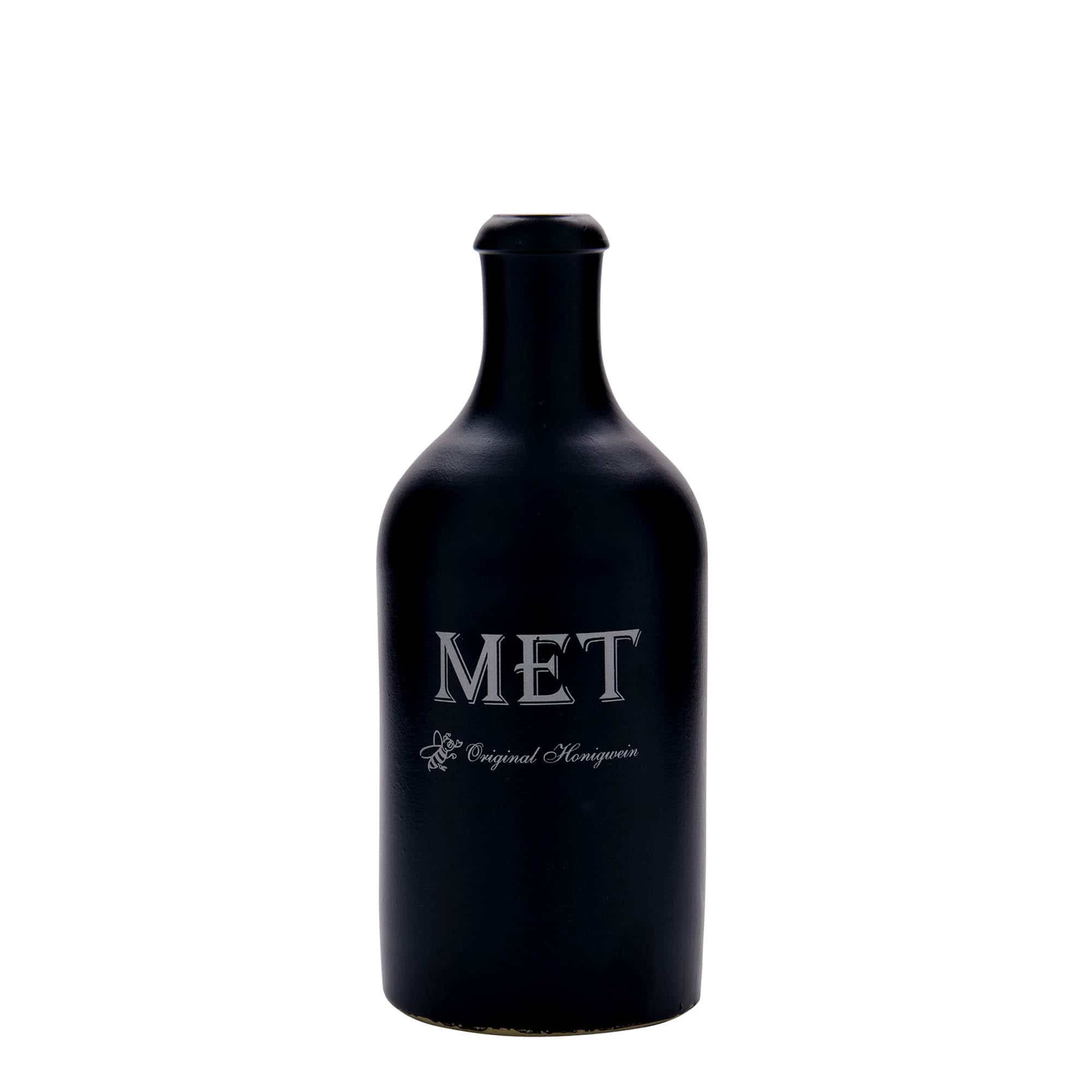 500 ml Tonkrug, Motiv: Met, Steinzeug, schwarz, Mündung: Kork 500 ml Tonkrug, Motiv: Met, Steinzeug, schwarz, Mündung: Kork