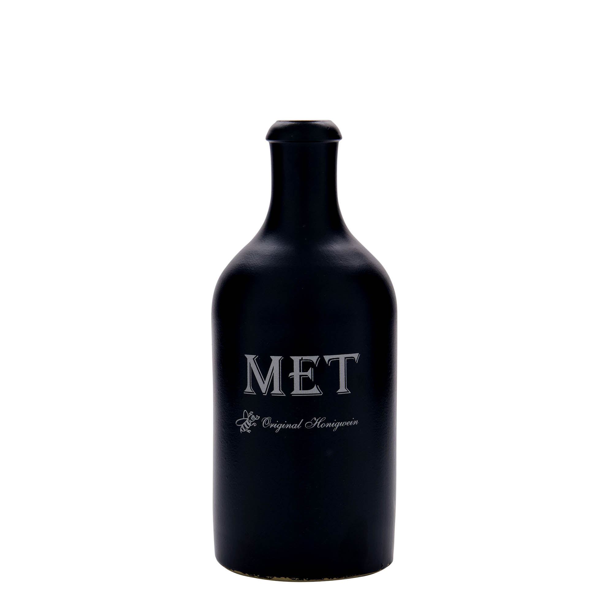 500 ml Tonkrug, Motiv: Met, Steinzeug, schwarz, Mündung: Kork 500 ml Tonkrug, Motiv: Met, Steinzeug, schwarz, Mündung: Kork