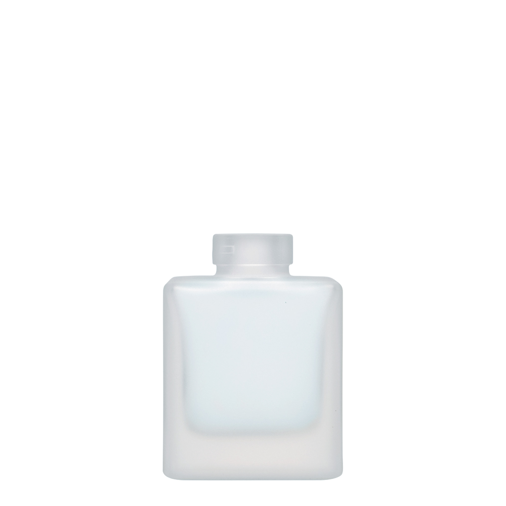 100 ml Glasflasche 'Cube', quadratisch, geeist, Mündung: Kork