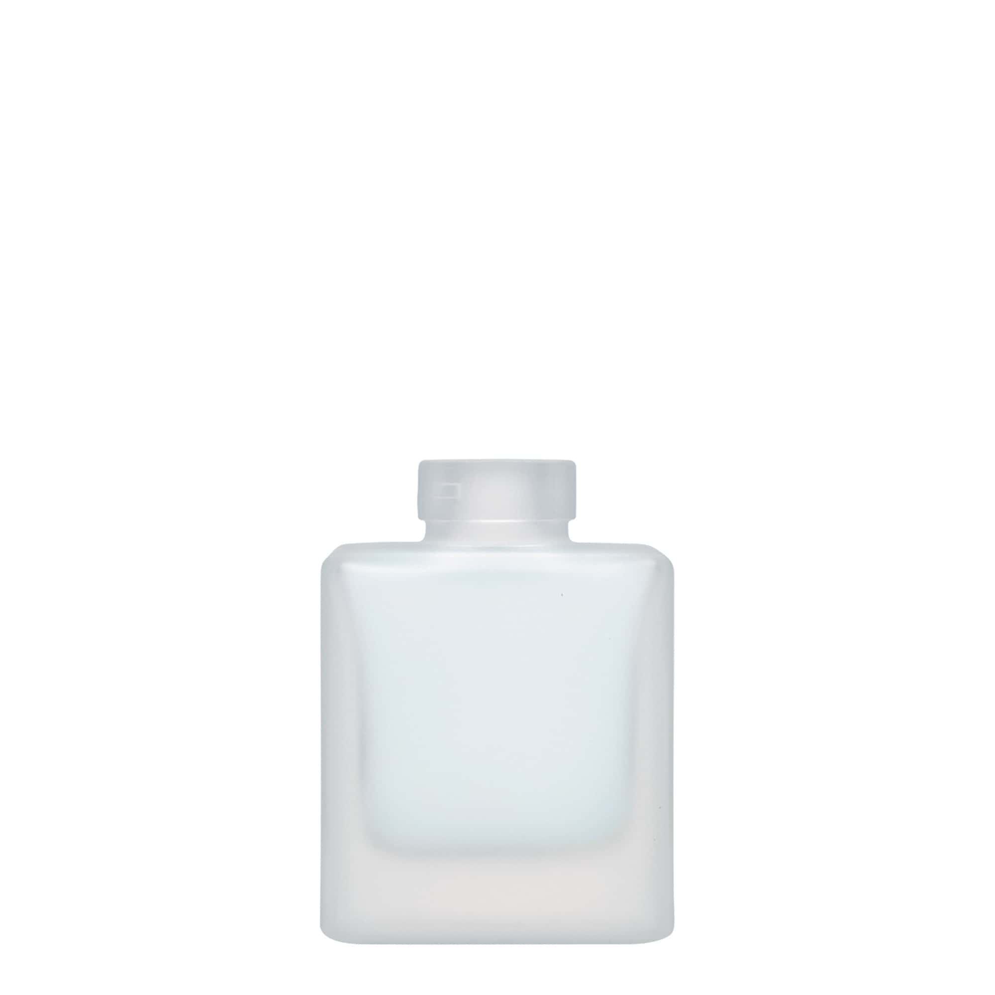 100 ml Glasflasche 'Cube', quadratisch, geeist, Mündung: Kork