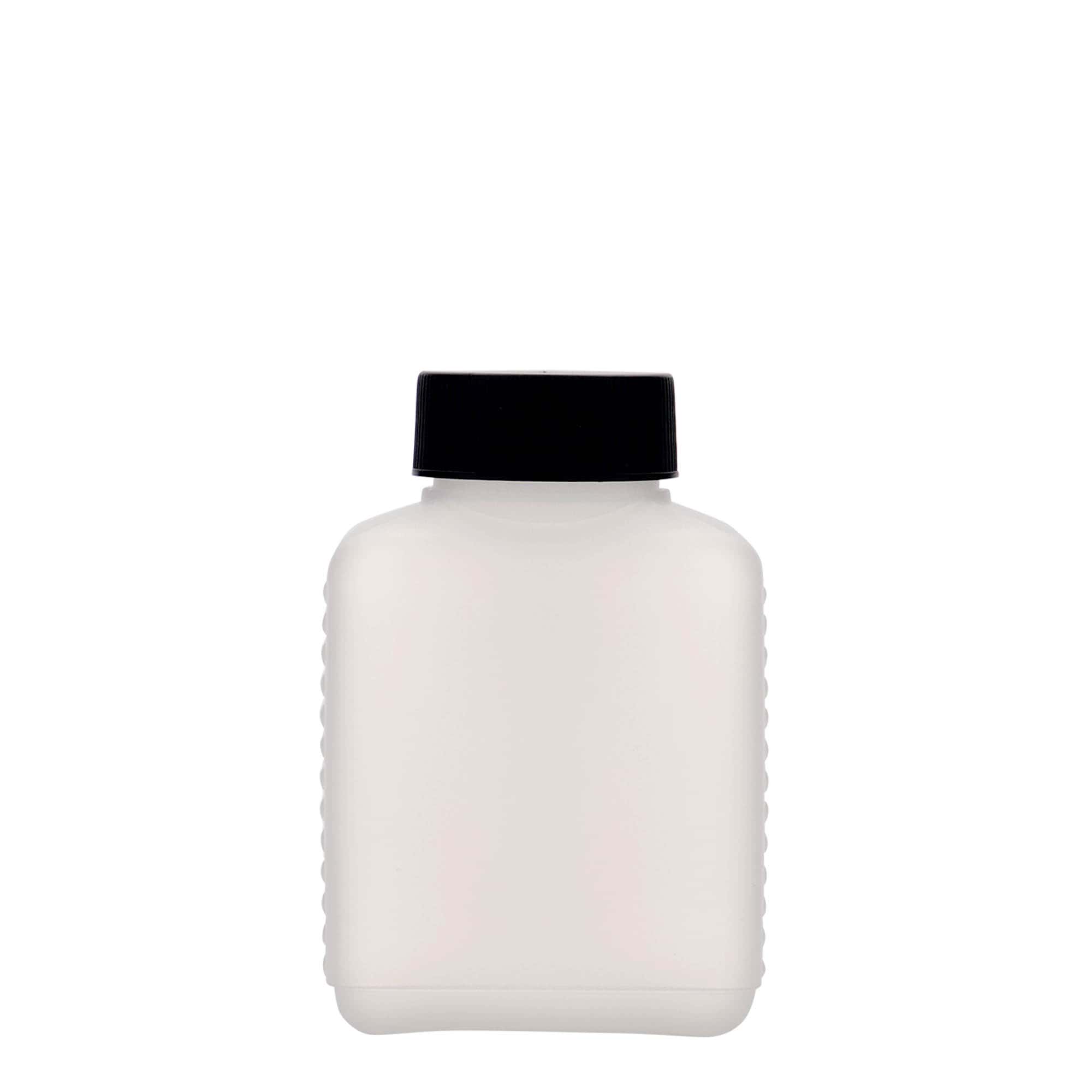 250 ml Weithalsflasche, rechteckig, HDPE-Kunststoff, natur, Mündung: DIN 40 EPE