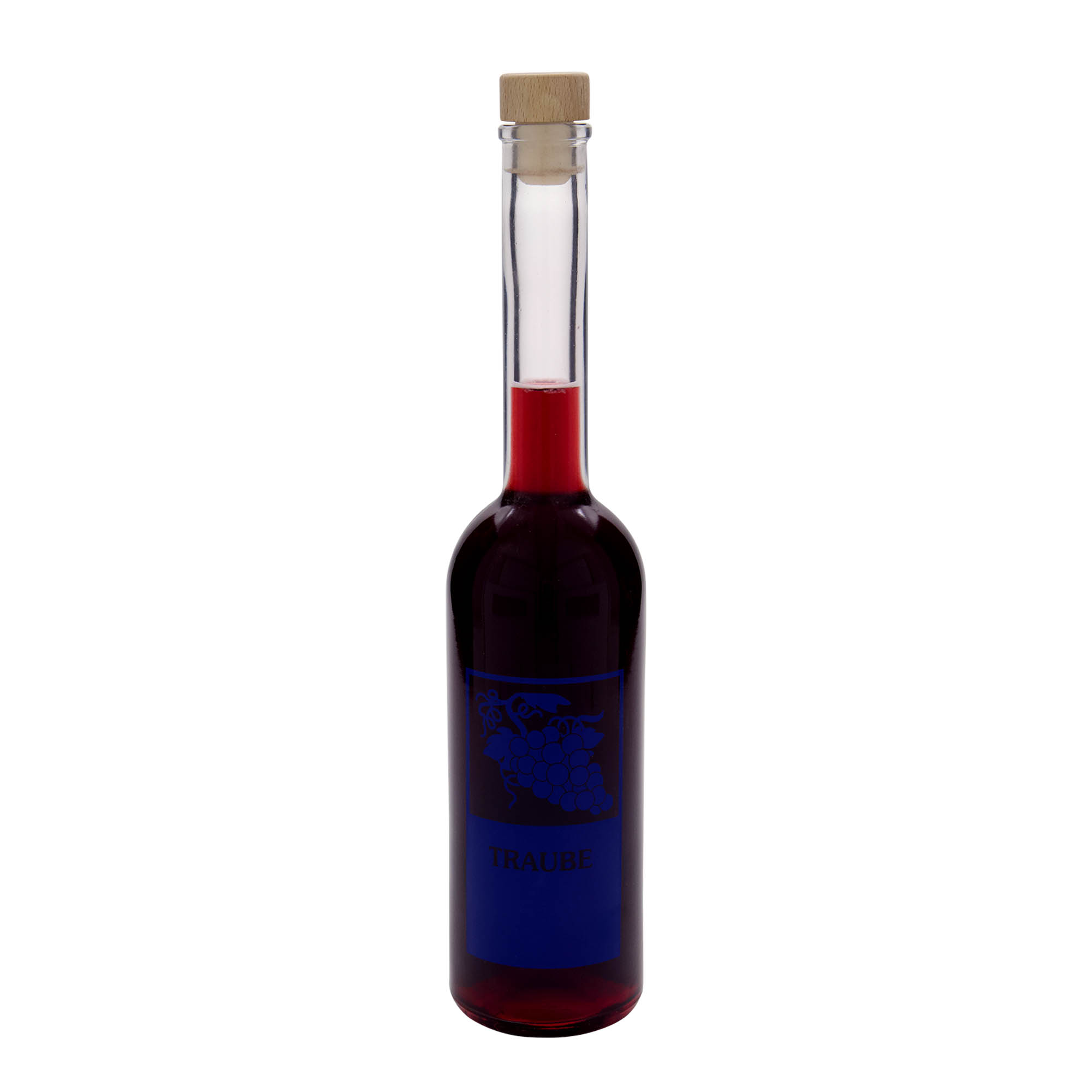 500 ml Glasflasche 'Opera', Motiv: Traube, Mündung: Kork 500 ml Glasflasche 'Opera', Motiv: Traube, Mündung: Kork