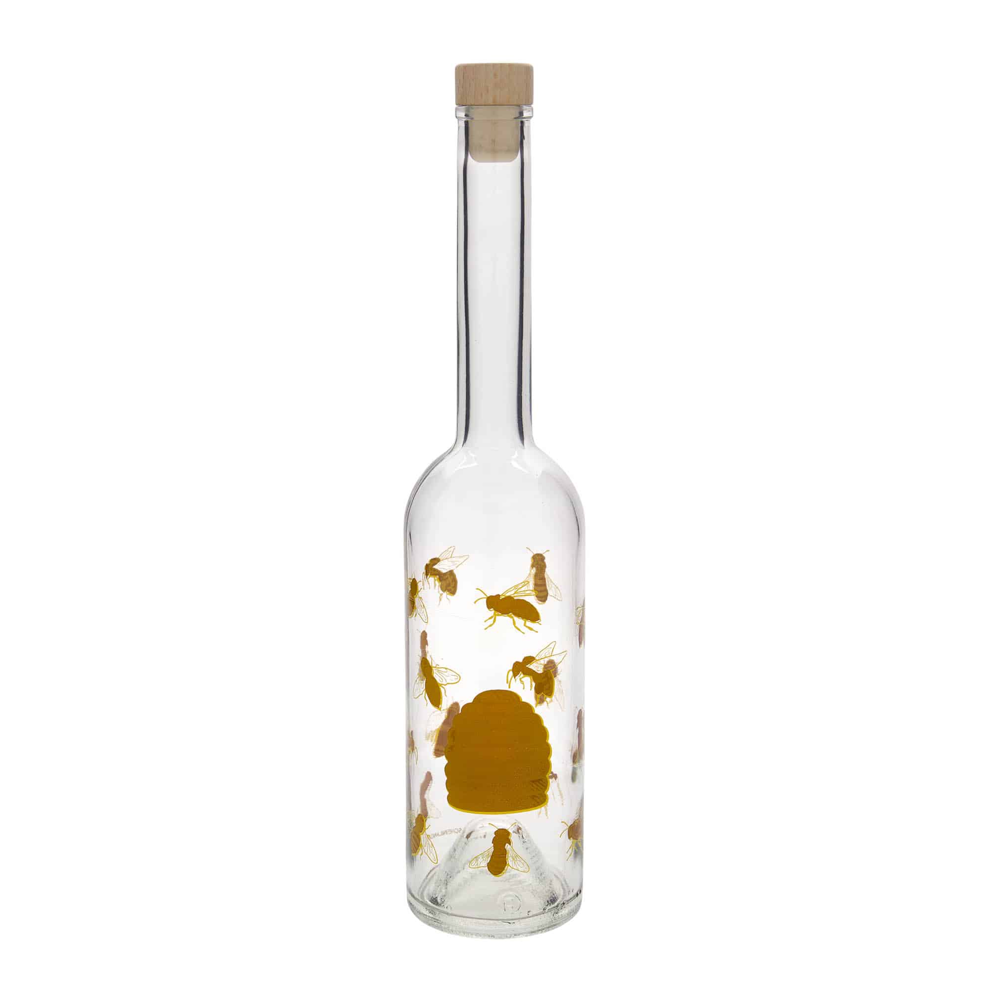 500 ml Glasflasche «Opera», Motiv: Bienen, Mündung: Kork