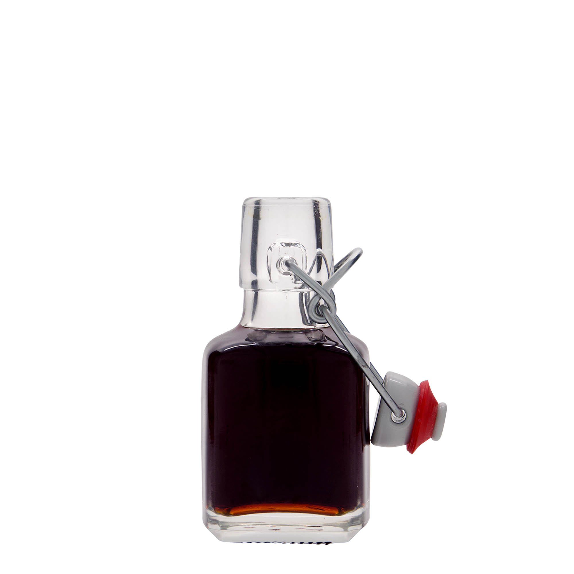 100 ml Glasflasche 'Kubica', quadratisch, Mündung: Bügelverschluss 100 ml Glasflasche 'Kubica', quadratisch, Mündung: Bügelverschluss