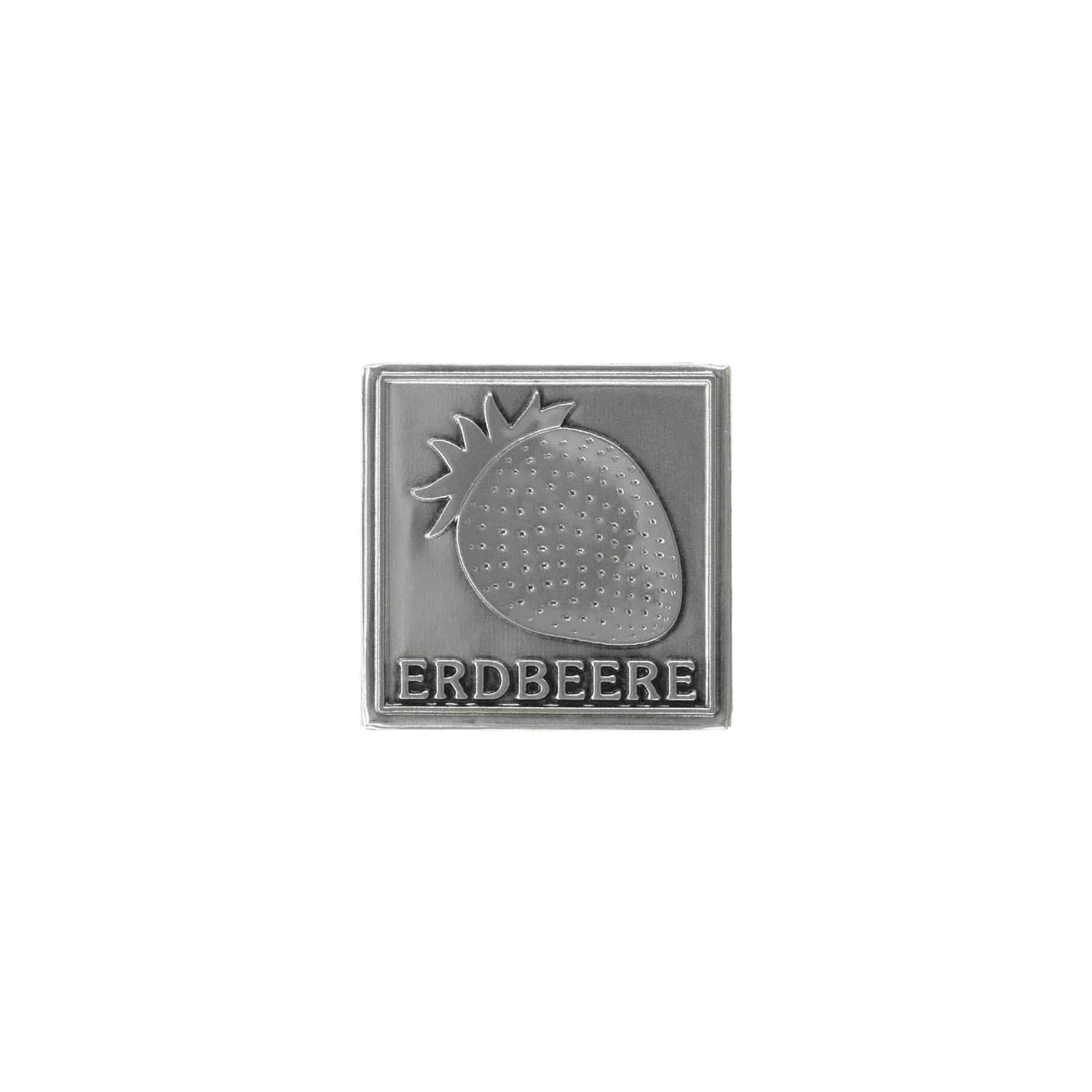 Zinnetikett 'Erdbeere', quadratisch, Metall, silber Zinnetikett 'Erdbeere', quadratisch, Metall, silber