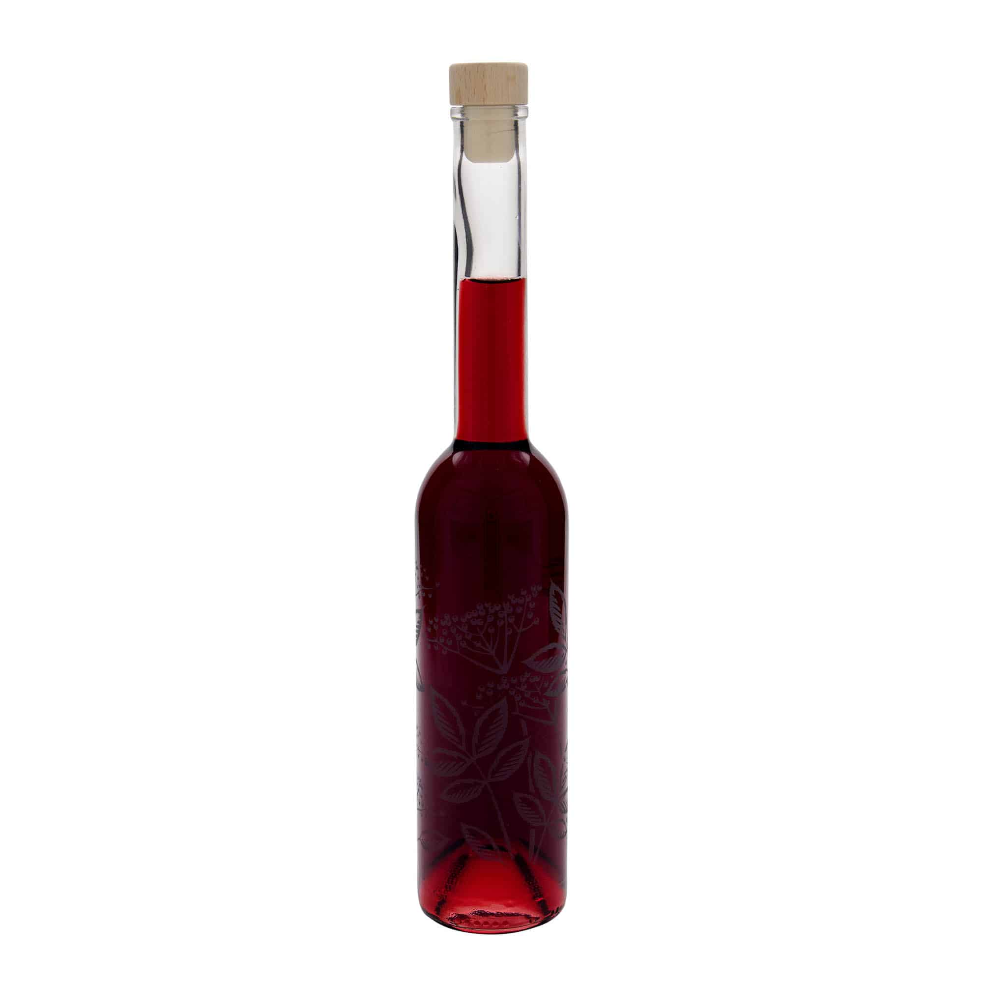 350 ml Glasflasche «Opera», Motiv: Holunder, Mündung: Kork