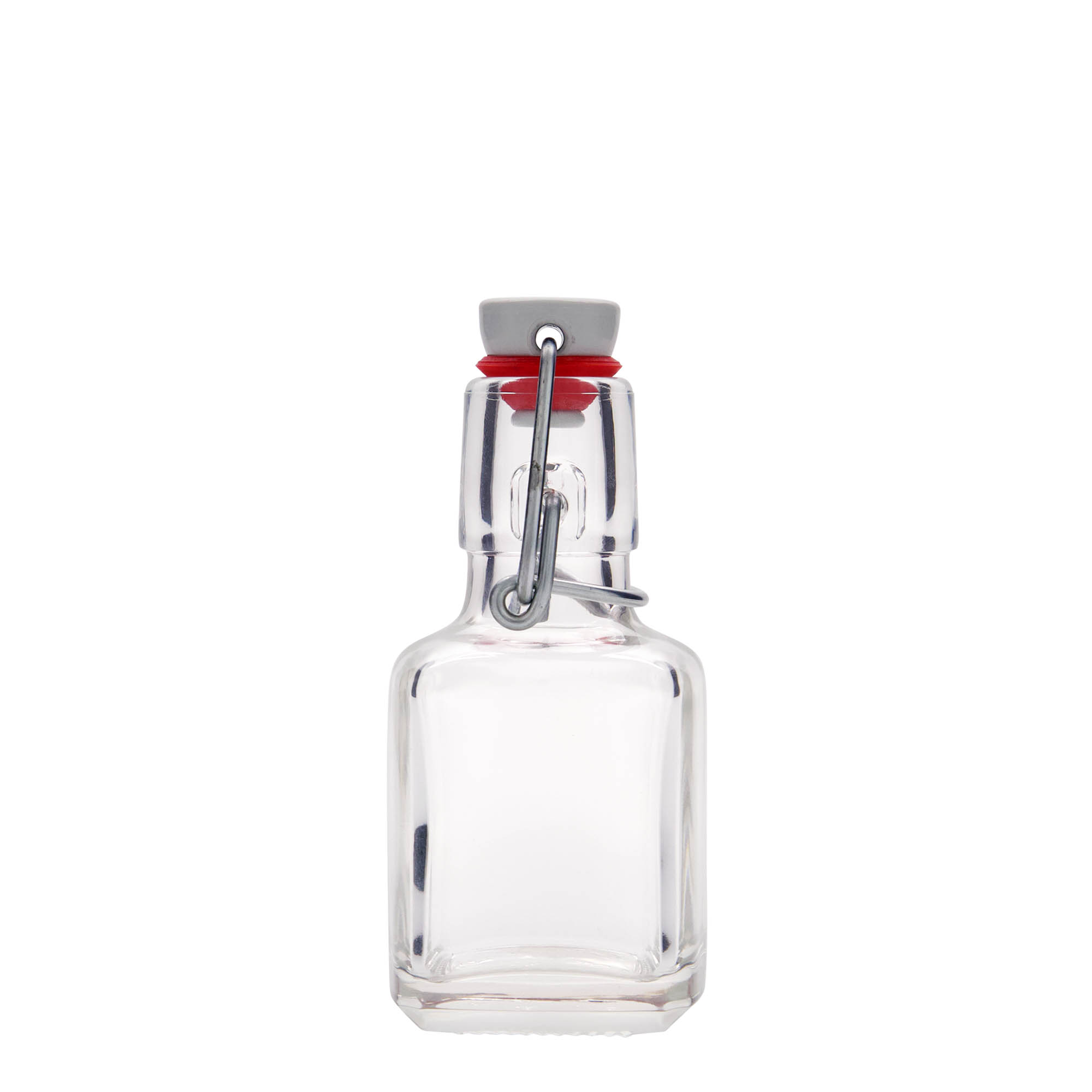 100 ml Glasflasche 'Kubica', quadratisch, Mündung: Bügelverschluss 100 ml Glasflasche 'Kubica', quadratisch, Mündung: Bügelverschluss