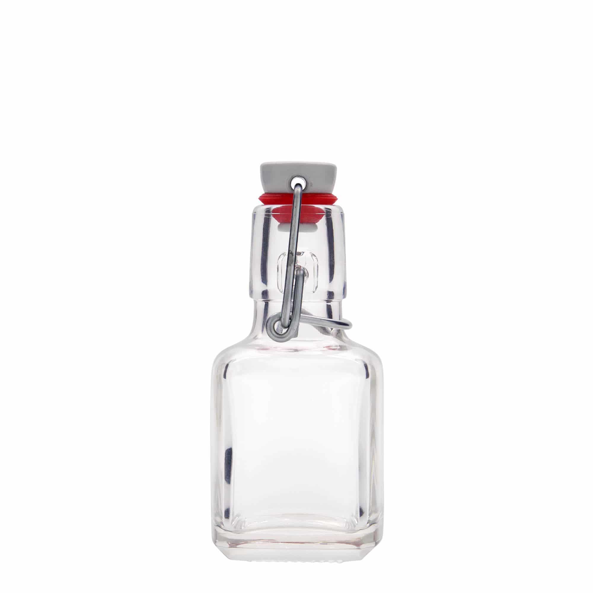 100 ml Glasflasche 'Kubica', quadratisch, Mündung: Bügelverschluss