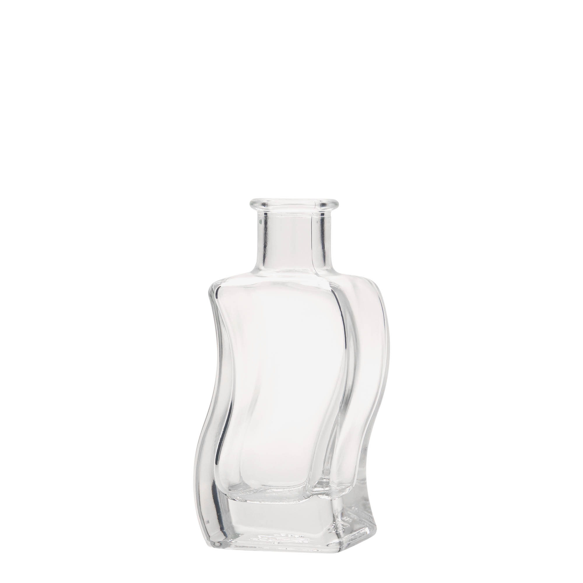 100 ml Glasflasche «Welle», quadratisch, Mündung: Kork