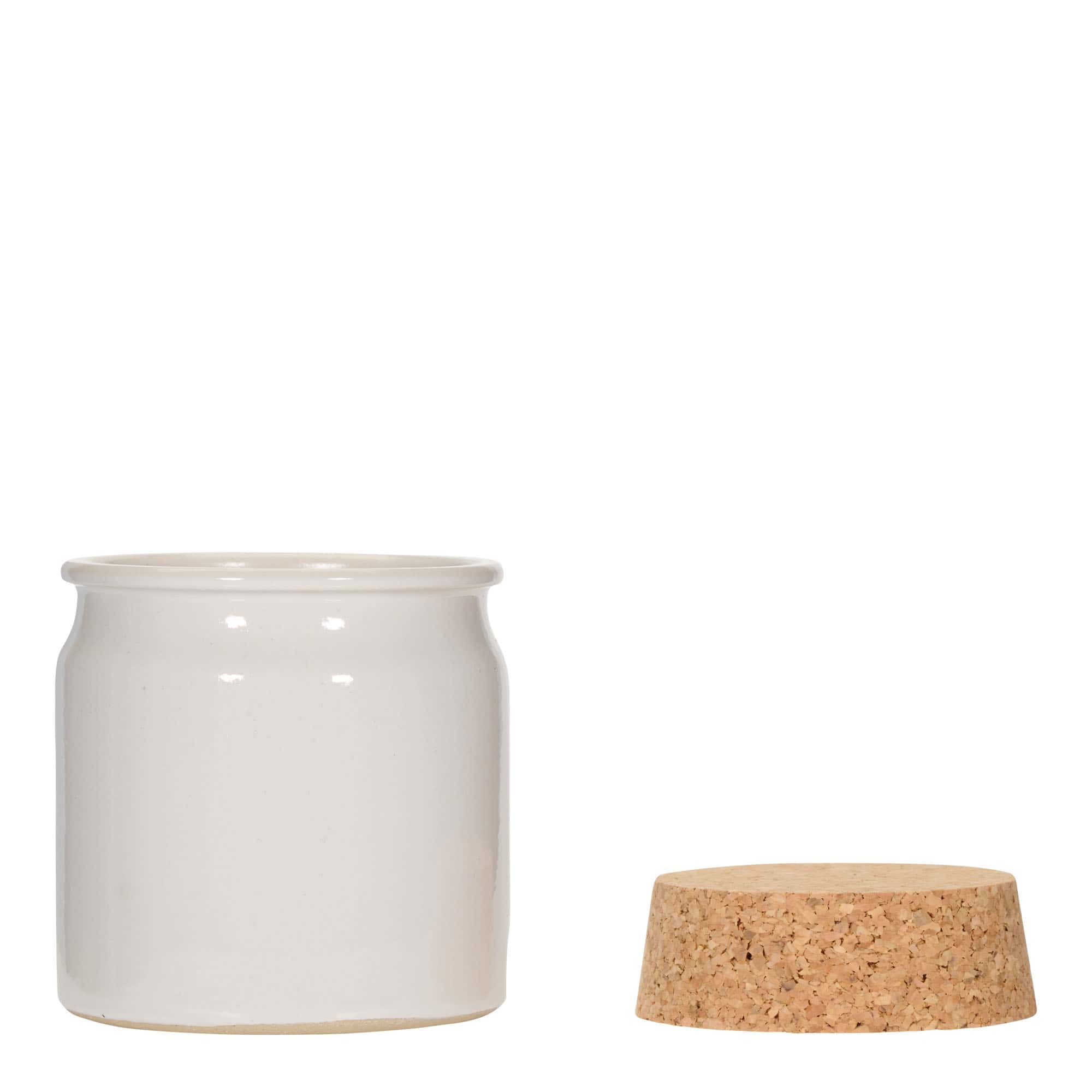 160 ml Steinzeugtopf, Keramik, weiss, Mündung: Kork