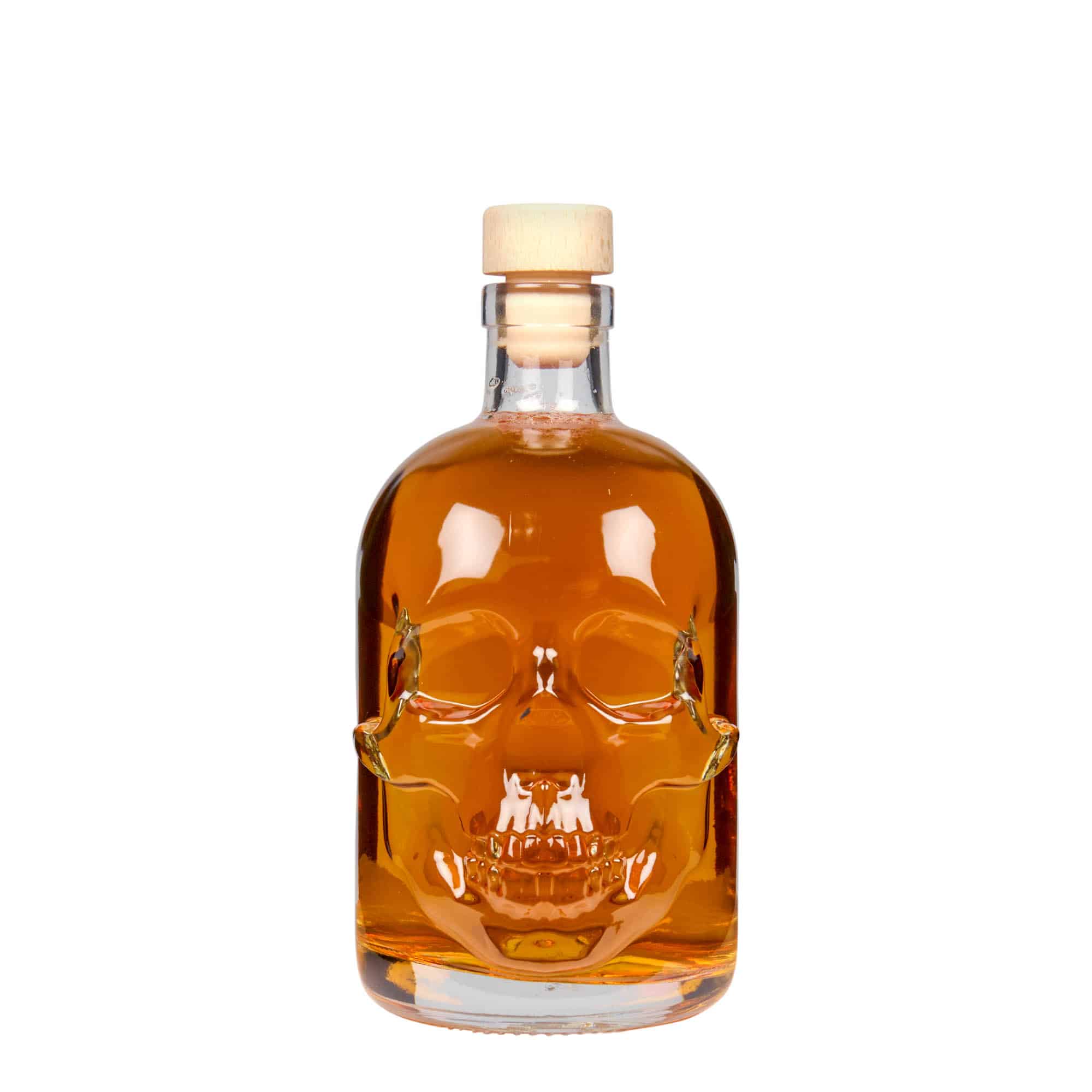 500 ml Glasflasche «Totenkopf», Mündung: Kork
