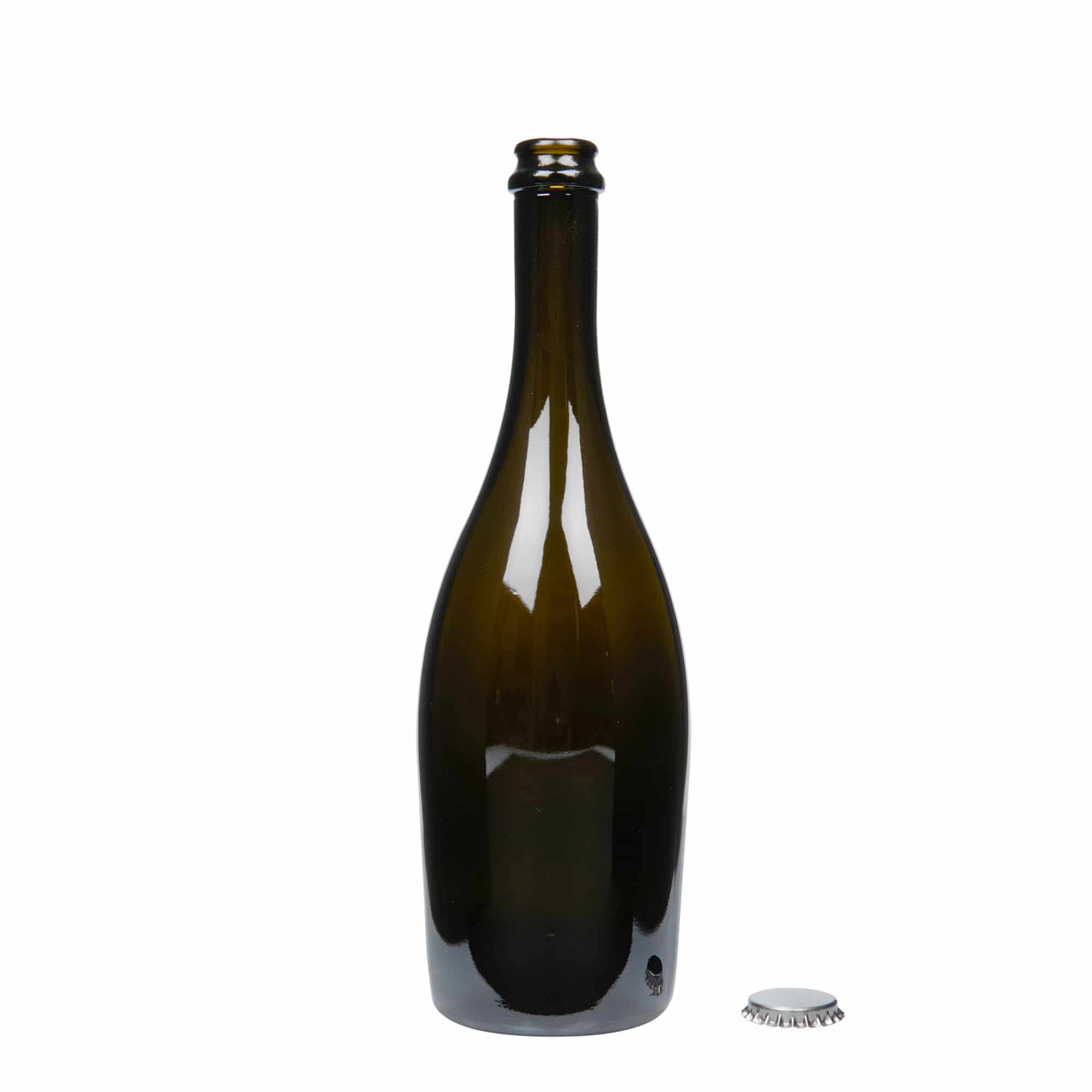 750 ml Sektflasche 'Carmen', Glas, antikgrün, Mündung: Kronkorken