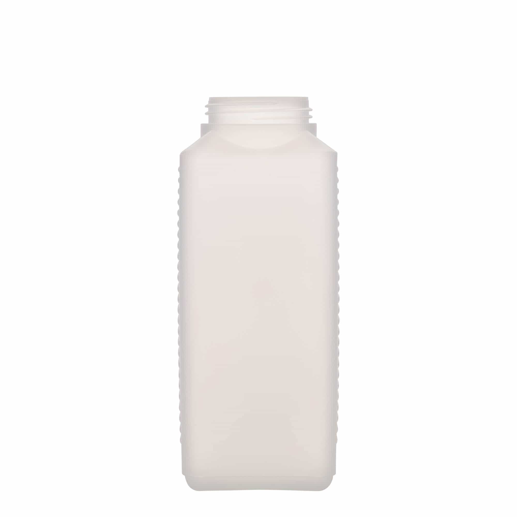 1.000 ml Weithalsflasche, rechteckig, HDPE-Kunststoff, natur, Mündung: DIN 60 EPE