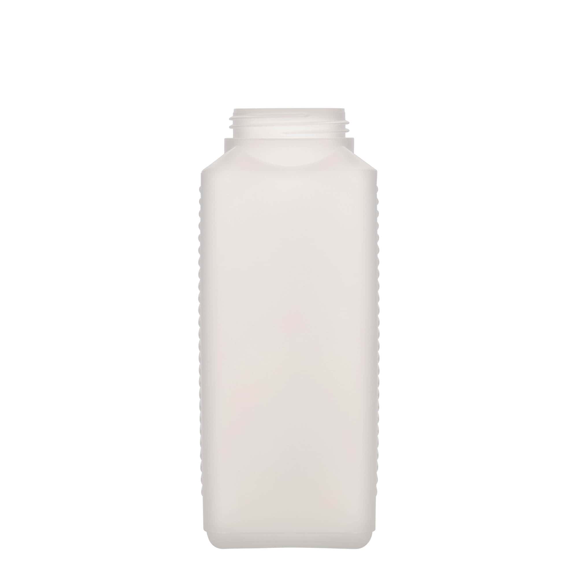 1.000 ml Weithalsflasche, rechteckig, HDPE-Kunststoff, natur, Mündung: DIN 60 EPE