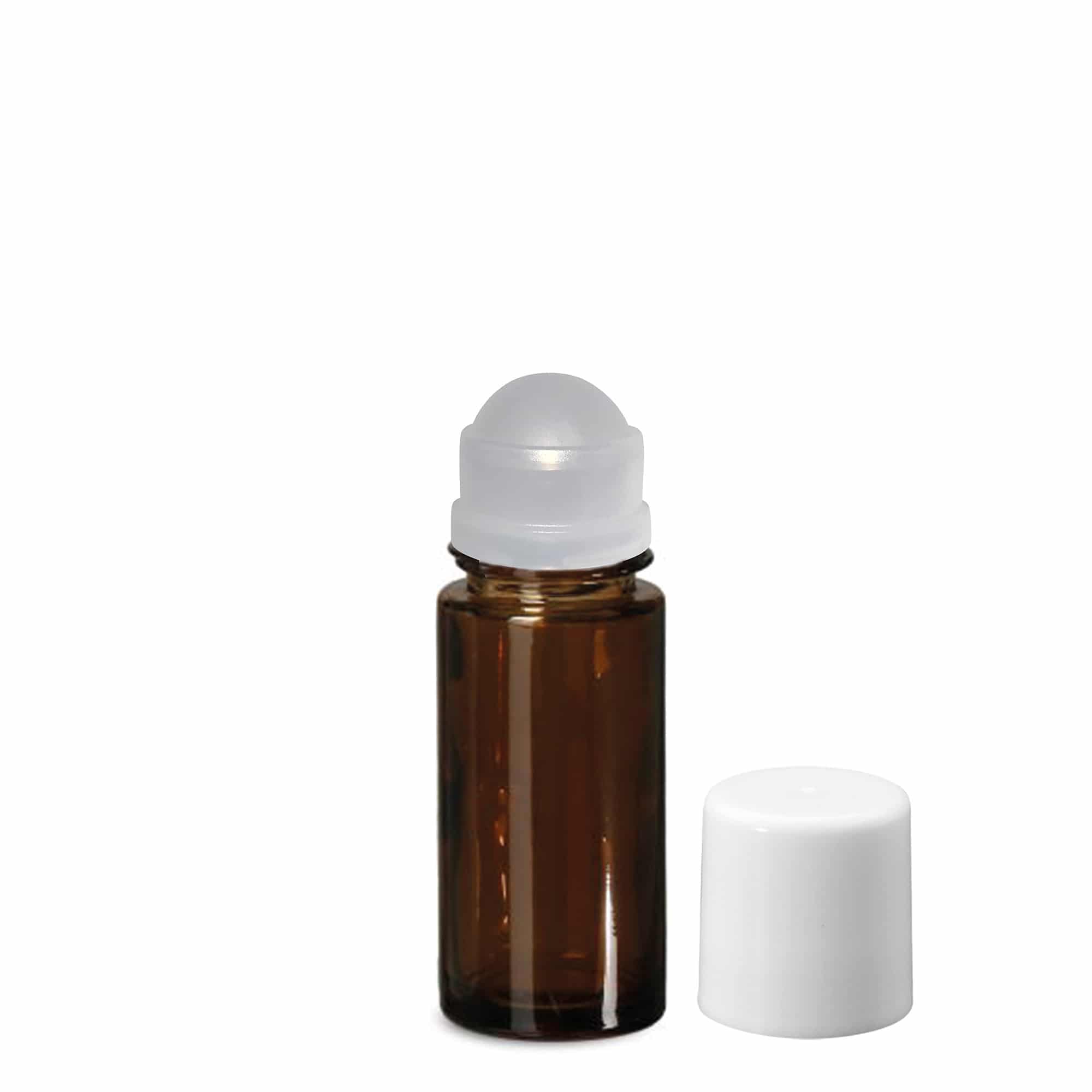 50 ml Roll-On-Flasche, Glas, braun, Mündung: Schraubverschluss