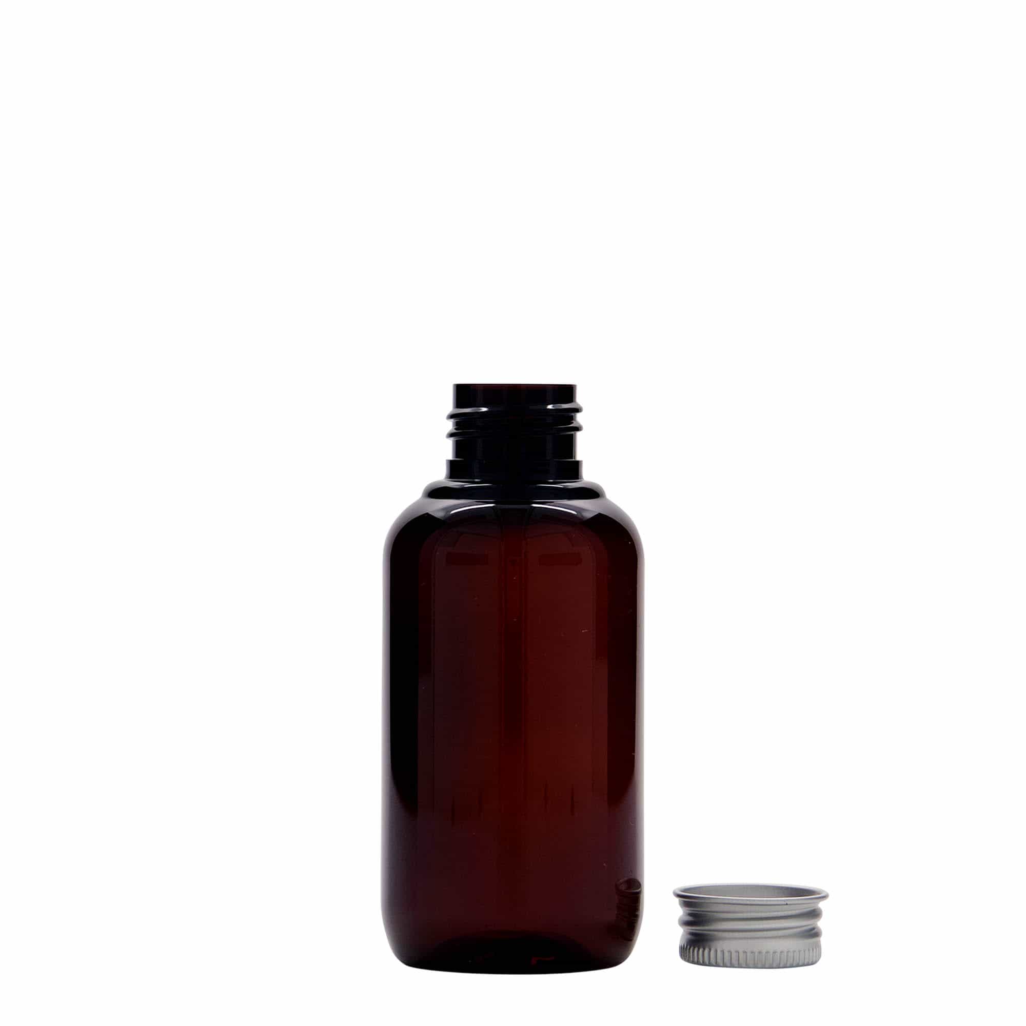 100 ml Recycling-Kunststoffflasche «Victor's Best», PCR, braun, Mündung:  24/410
