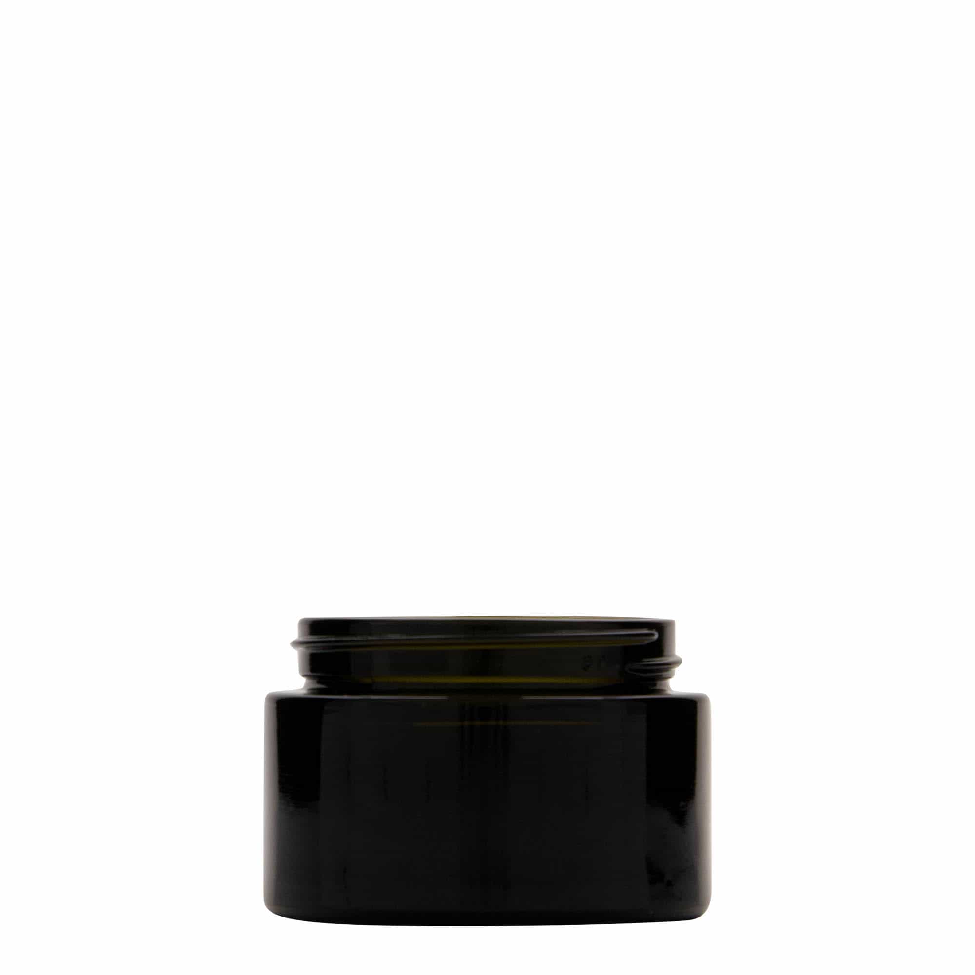 50 ml Recycling-Tiegel 'Floria', Glas, antikgrün, Mündung: 58/400