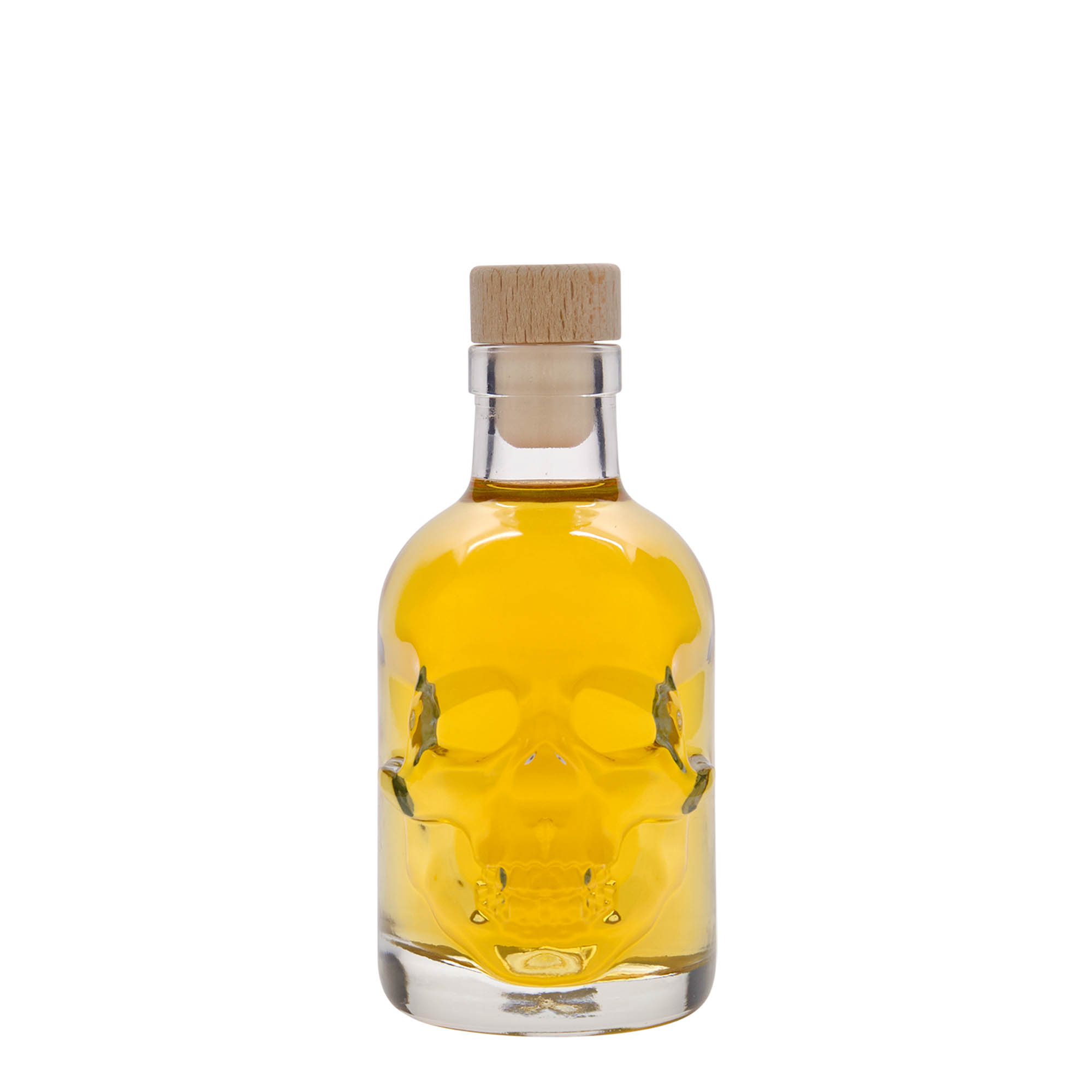 200 ml Glasflasche 'Totenkopf', Mündung: Kork