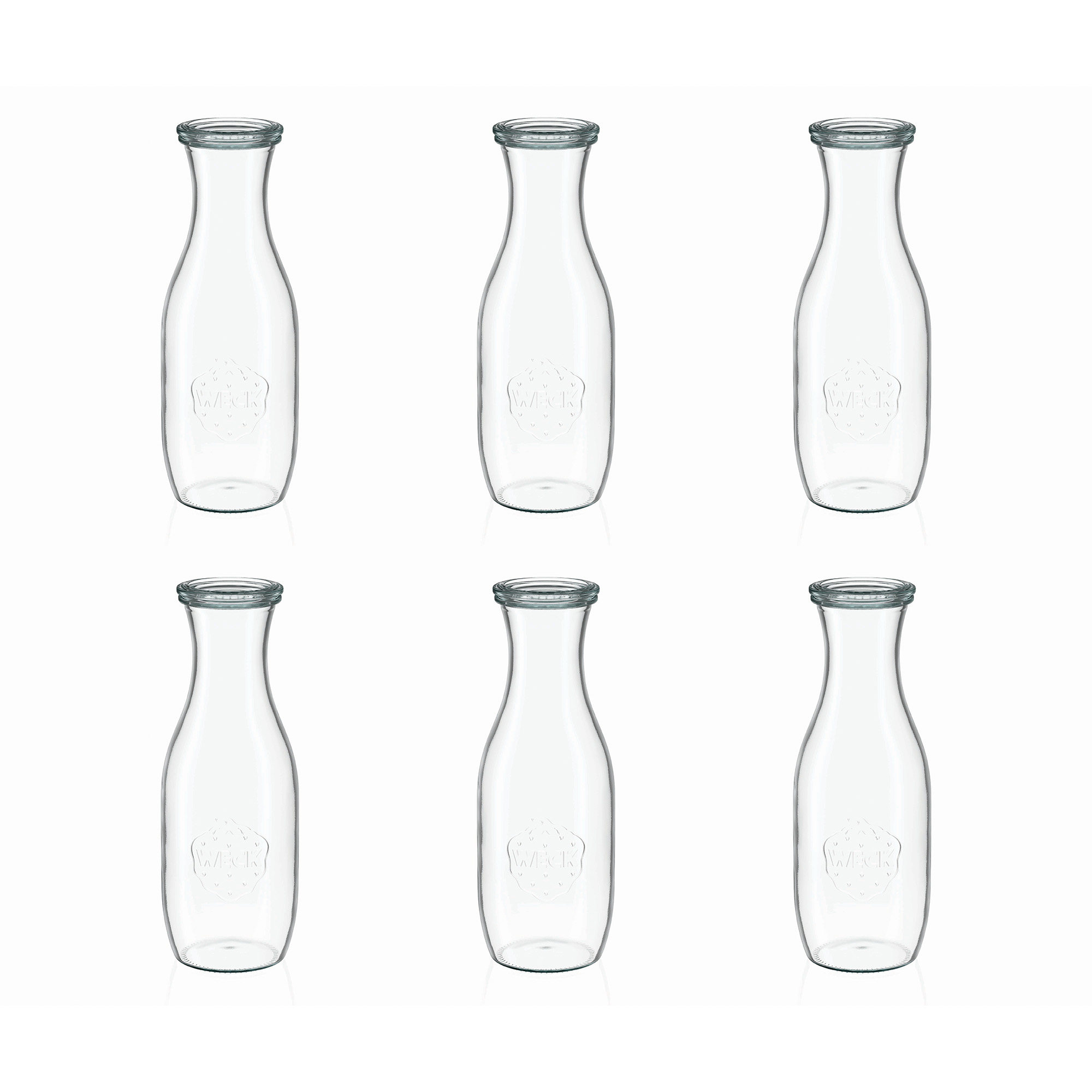 6x 1000 ml WECK-Saftflasche mit Glasdeckel RR 60