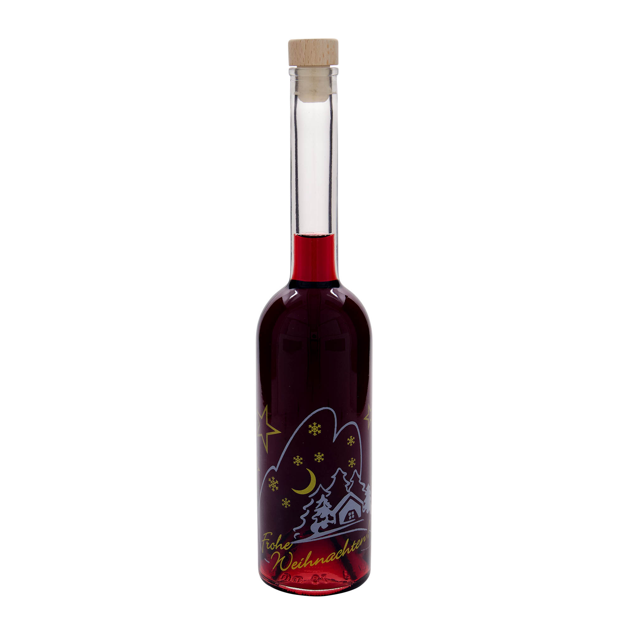 500 ml Glasflasche 'Opera', Motiv: Weihnachtsidylle, Mündung: Kork