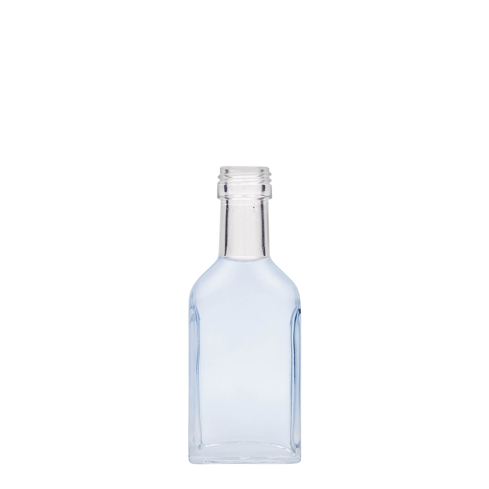 40 ml Taschenflasche Langhals, rechteckig, Glas, Mündung: PP 22 40 ml Taschenflasche Langhals, rechteckig, Glas, Mündung: PP 22
