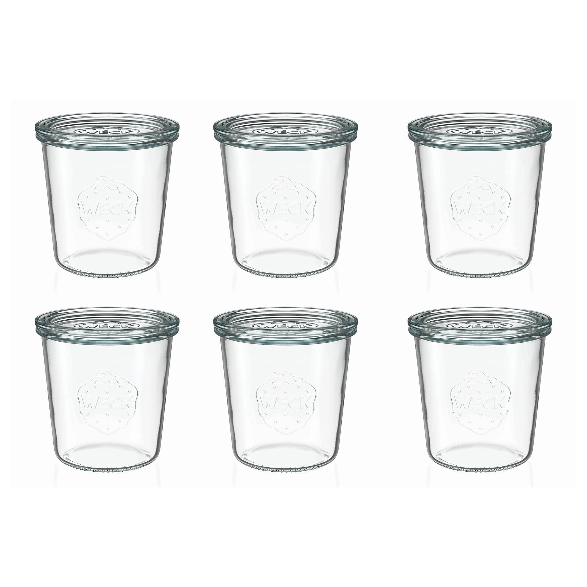 6x 580 ml WECK-Sturzglas mit Glasdeckel RR 100