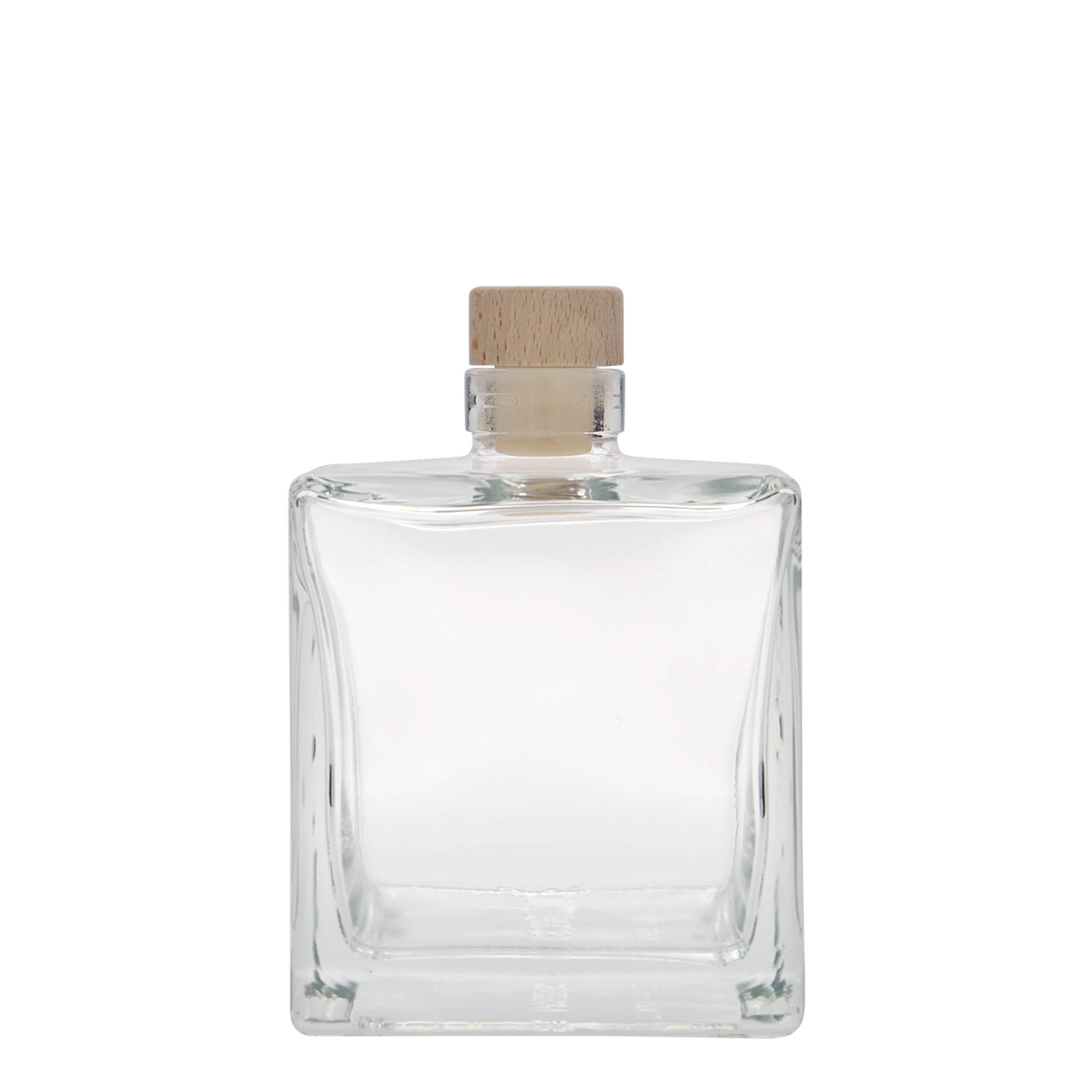 500 ml Glasflasche 'Cube', quadratisch, Mündung: Kork 500 ml Glasflasche 'Cube', quadratisch, Mündung: Kork