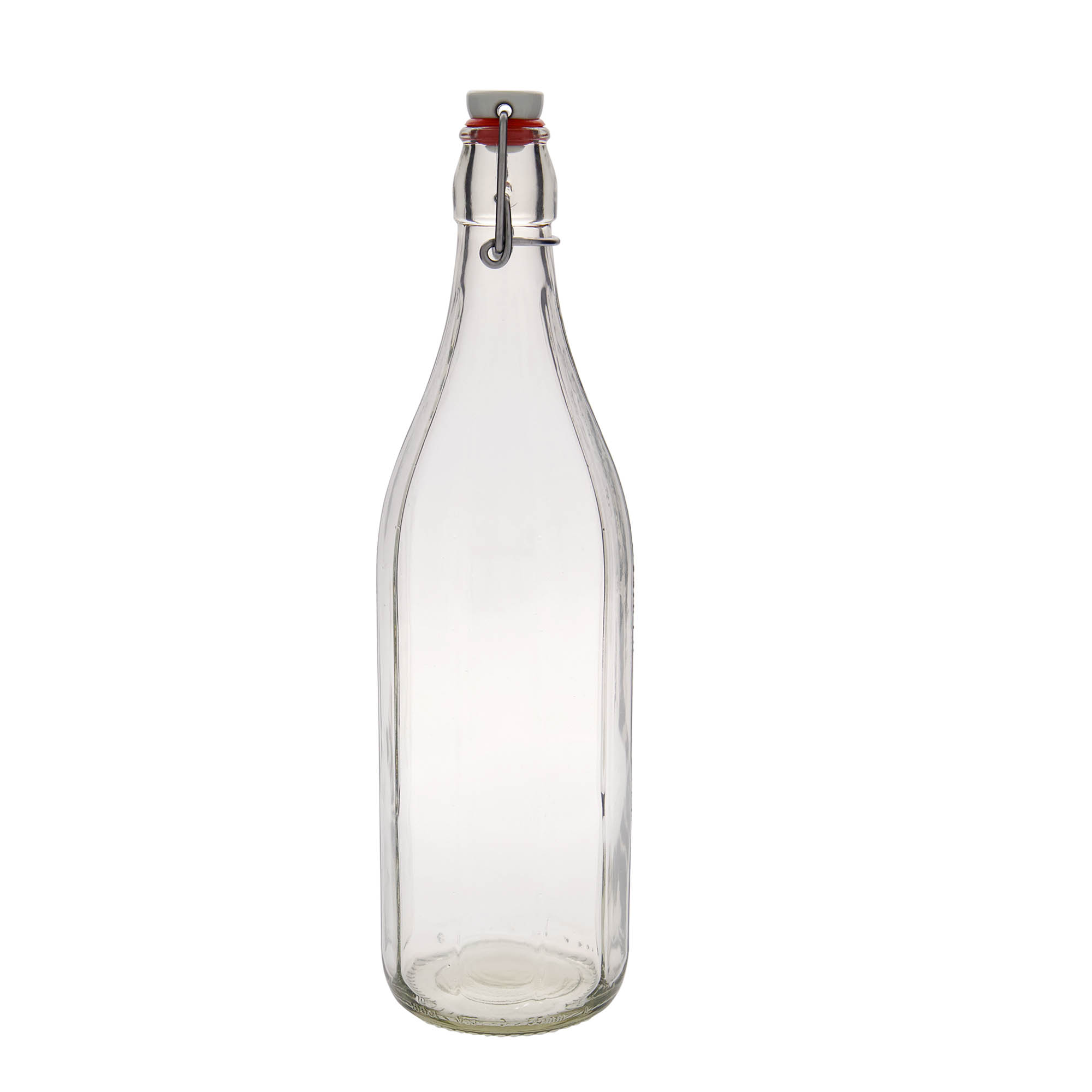 1.000 ml Glasflasche «Bravo», zehneckig, Mündung: Bügelverschluss 1.000 ml Glasflasche «Bravo», zehneckig, Mündung: Bügelverschluss