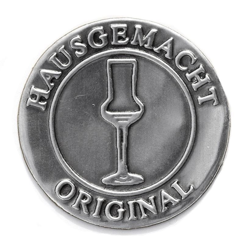Zinnetikett «Original Hausgemacht», rund, Metall, silber