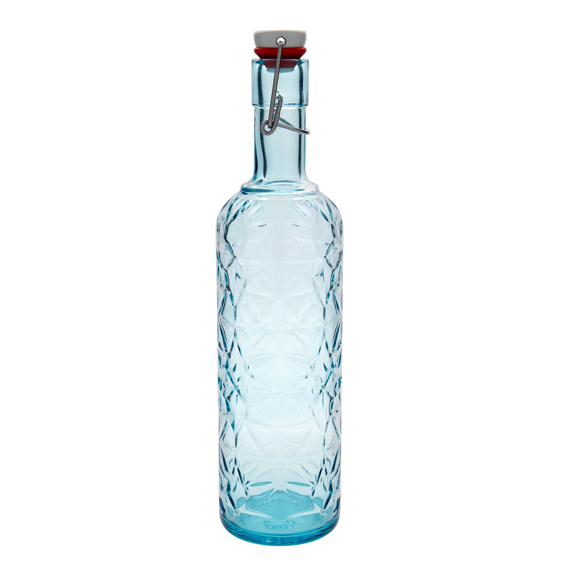 1.000 ml Glasflasche «Oriente», azurblau, Mündung: Bügelverschluss