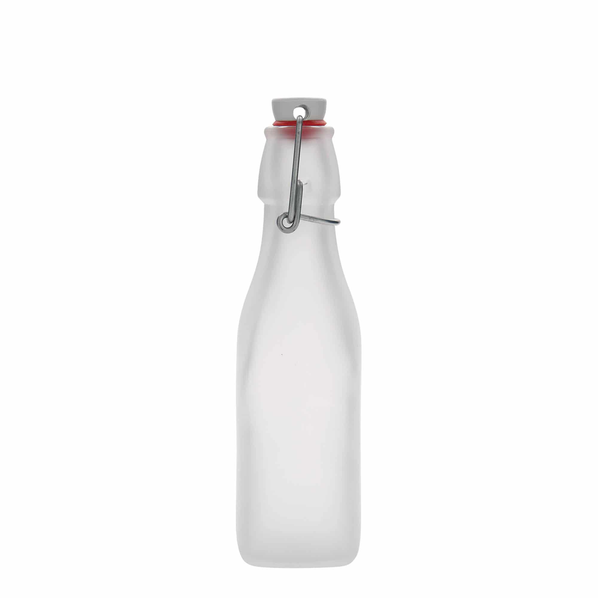 250 ml Glasflasche 'Swing, quadratisch, weiß, Mündung: Bügelverschluss 250 ml Glasflasche 'Swing, quadratisch, weiß, Mündung: Bügelverschluss