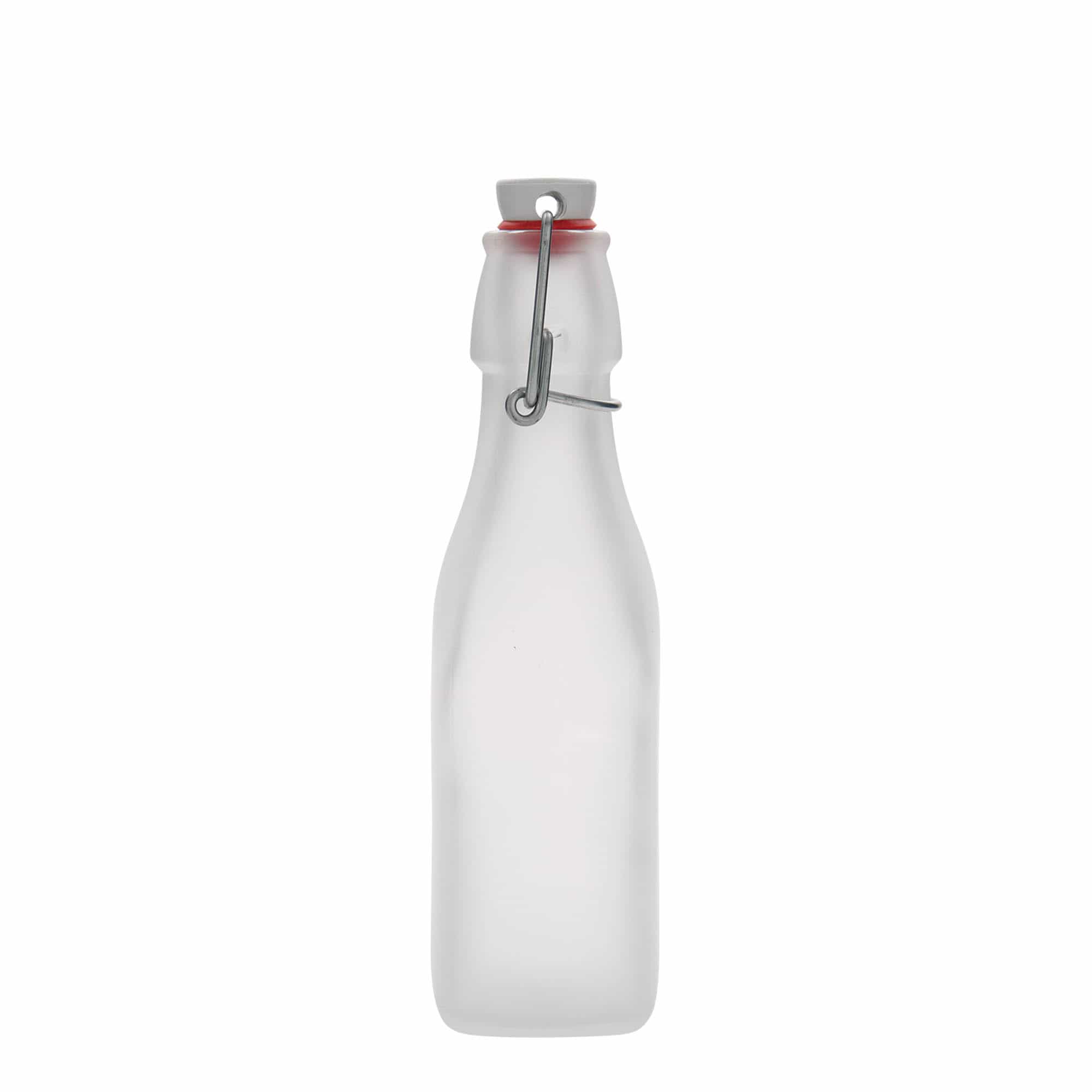 250 ml Glasflasche «Swing» quadratisch, weiss, Mündung: Bügelverschluss